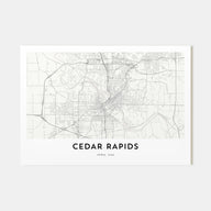 Cedar Rapids Map Landscape Poster