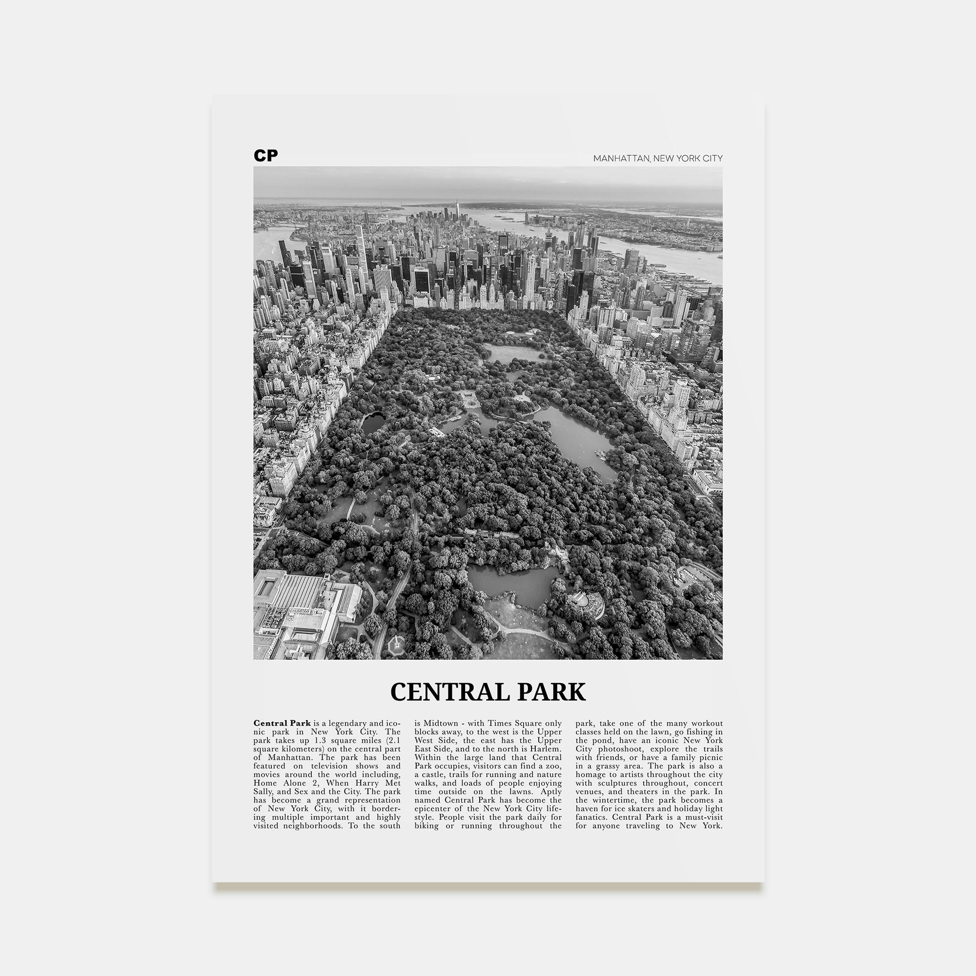 Central Park Travel B&W Poster