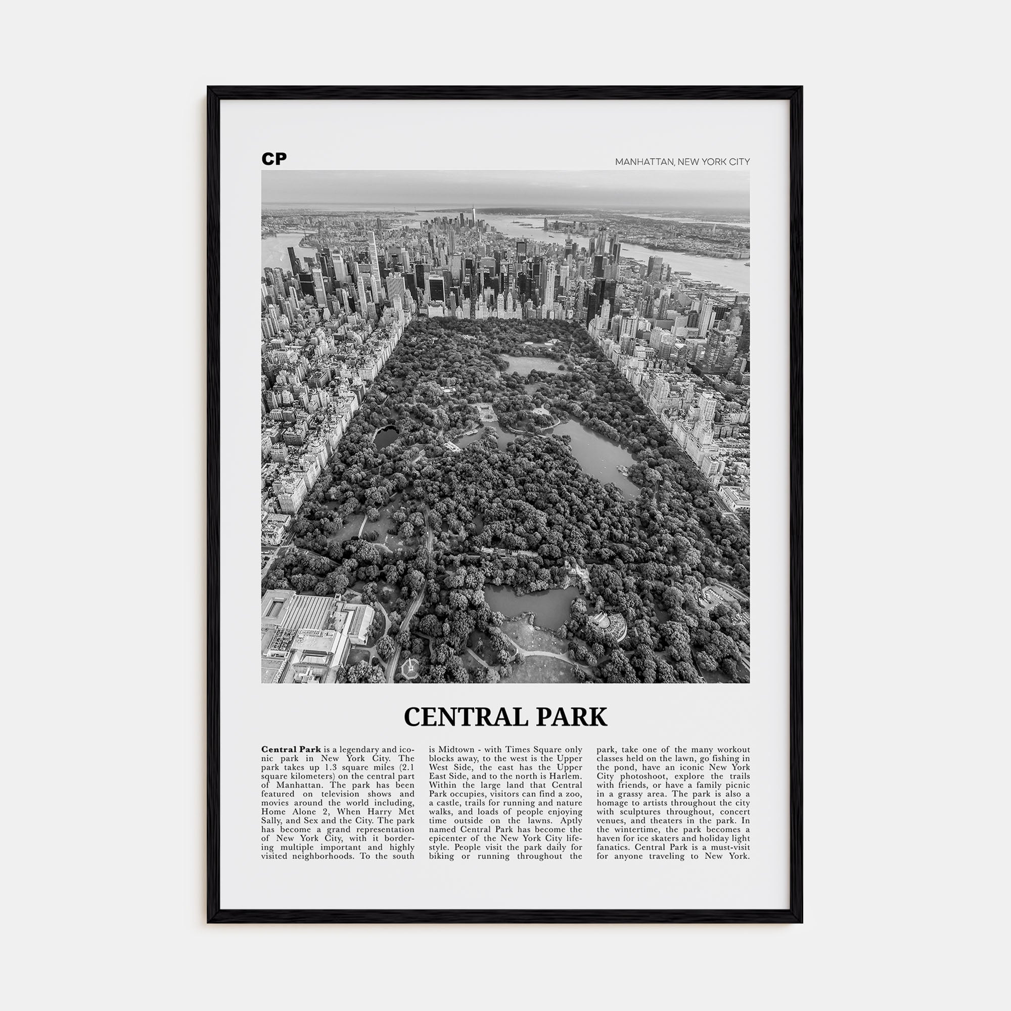 Central Park Travel B&W Poster