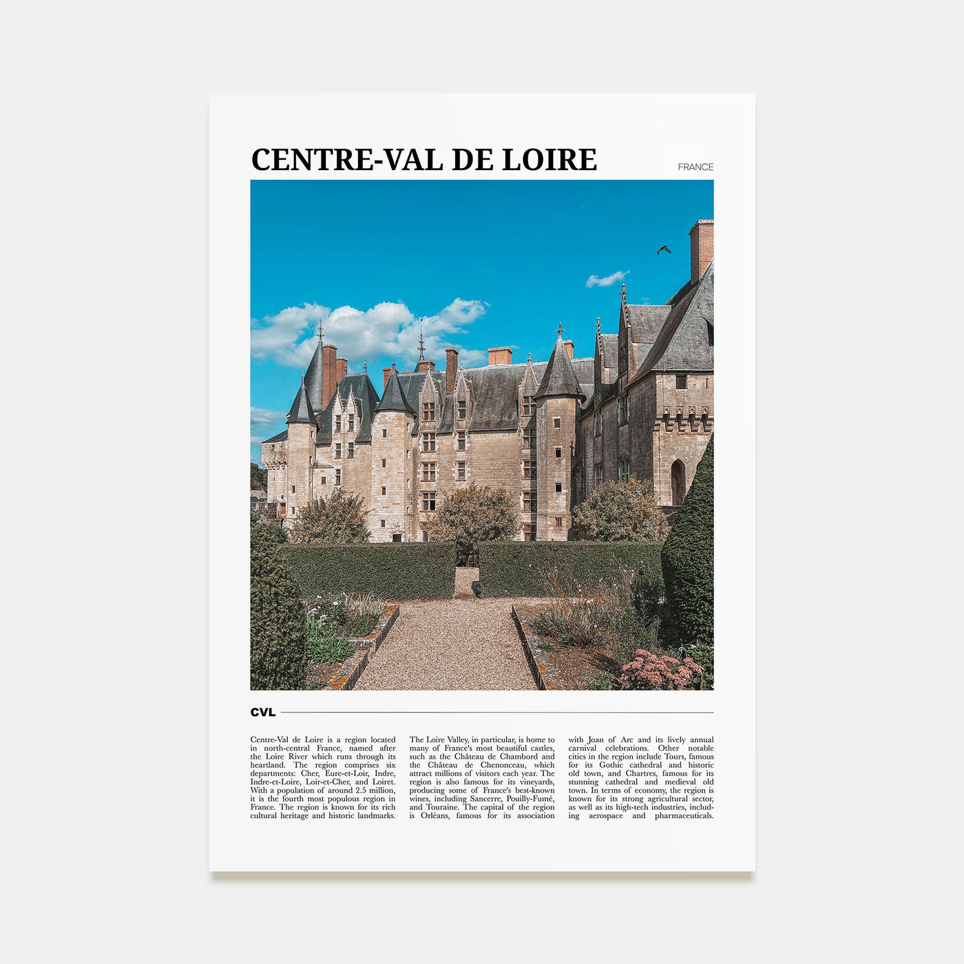 Centre-Val de Loire Travel Color Poster