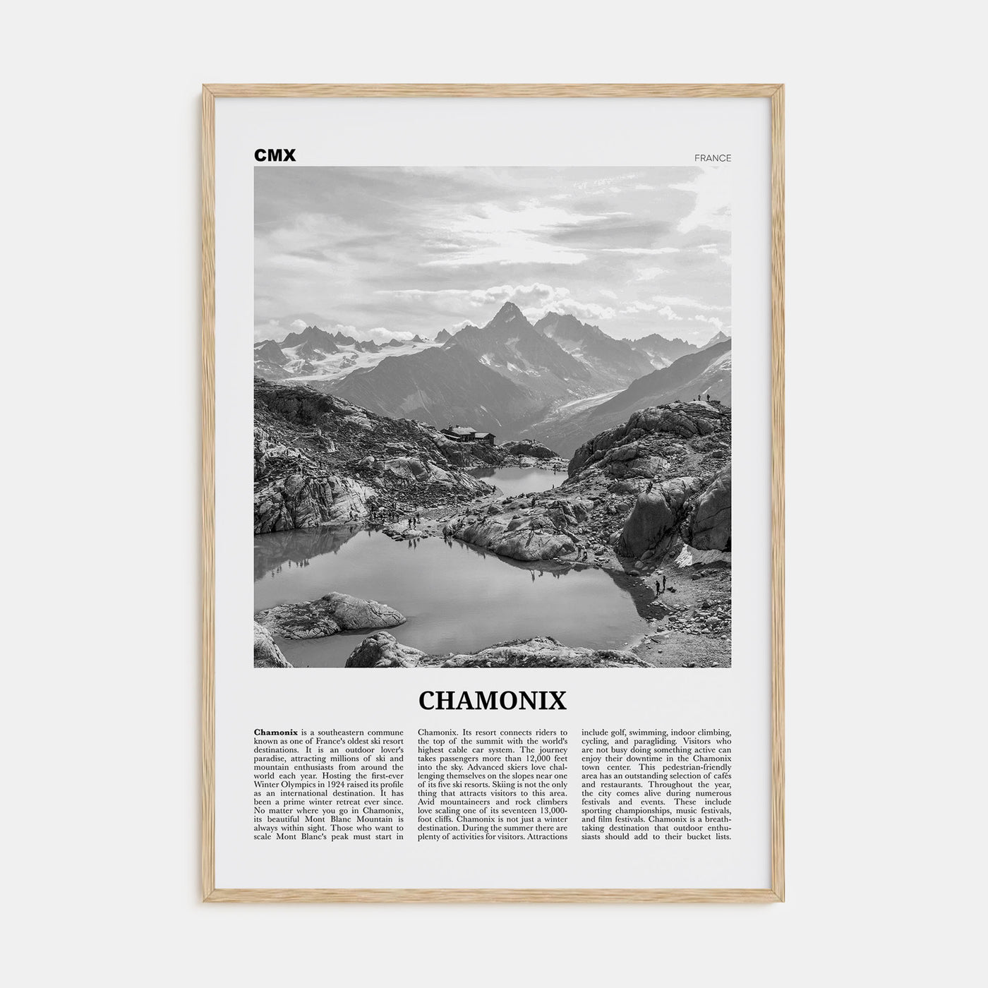 Chamonix Travel B&W Poster