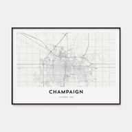 Champaign Map Landscape Poster