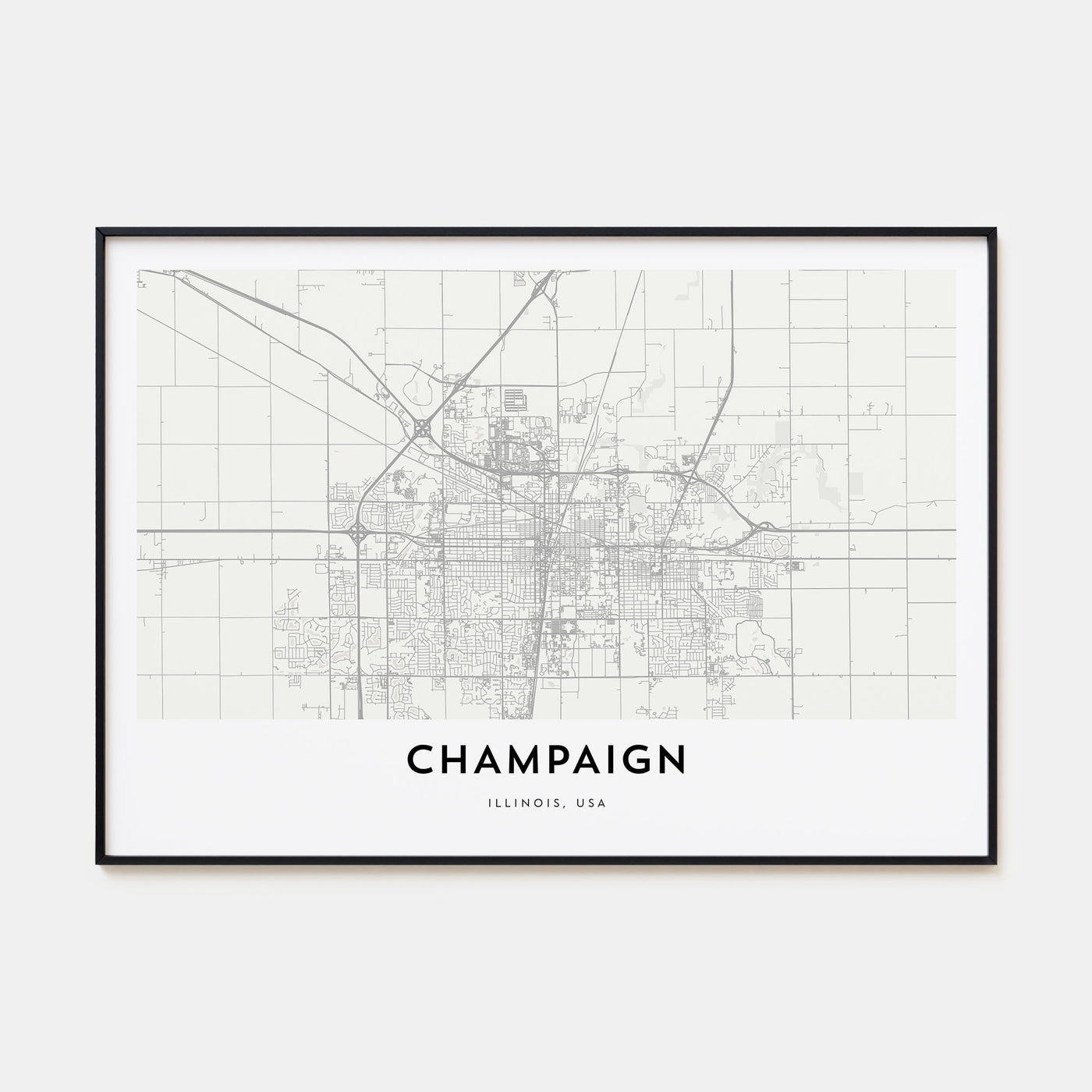 Champaign Map Landscape Poster