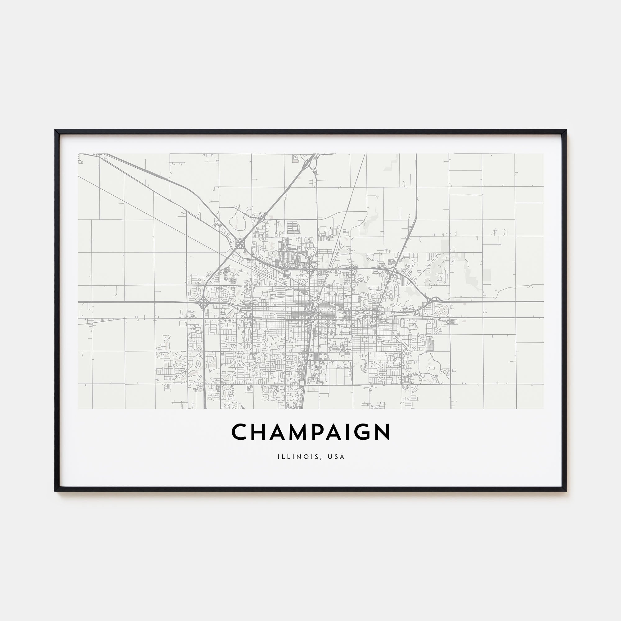Champaign Map Landscape Poster
