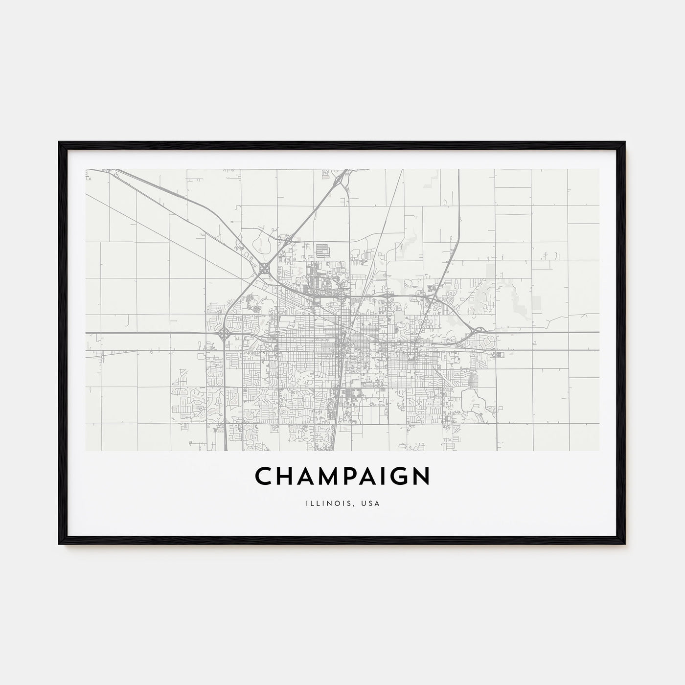 Champaign Map Landscape Poster