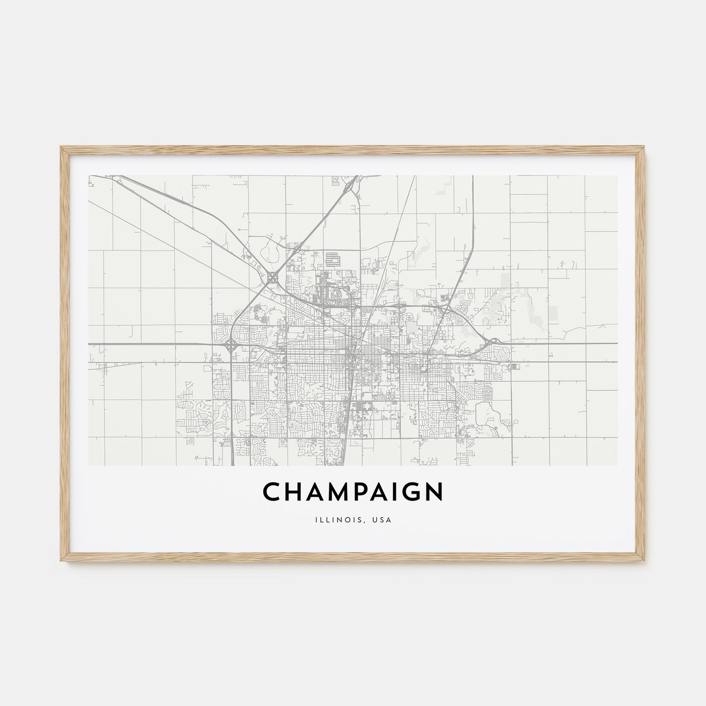Champaign Map Landscape Poster