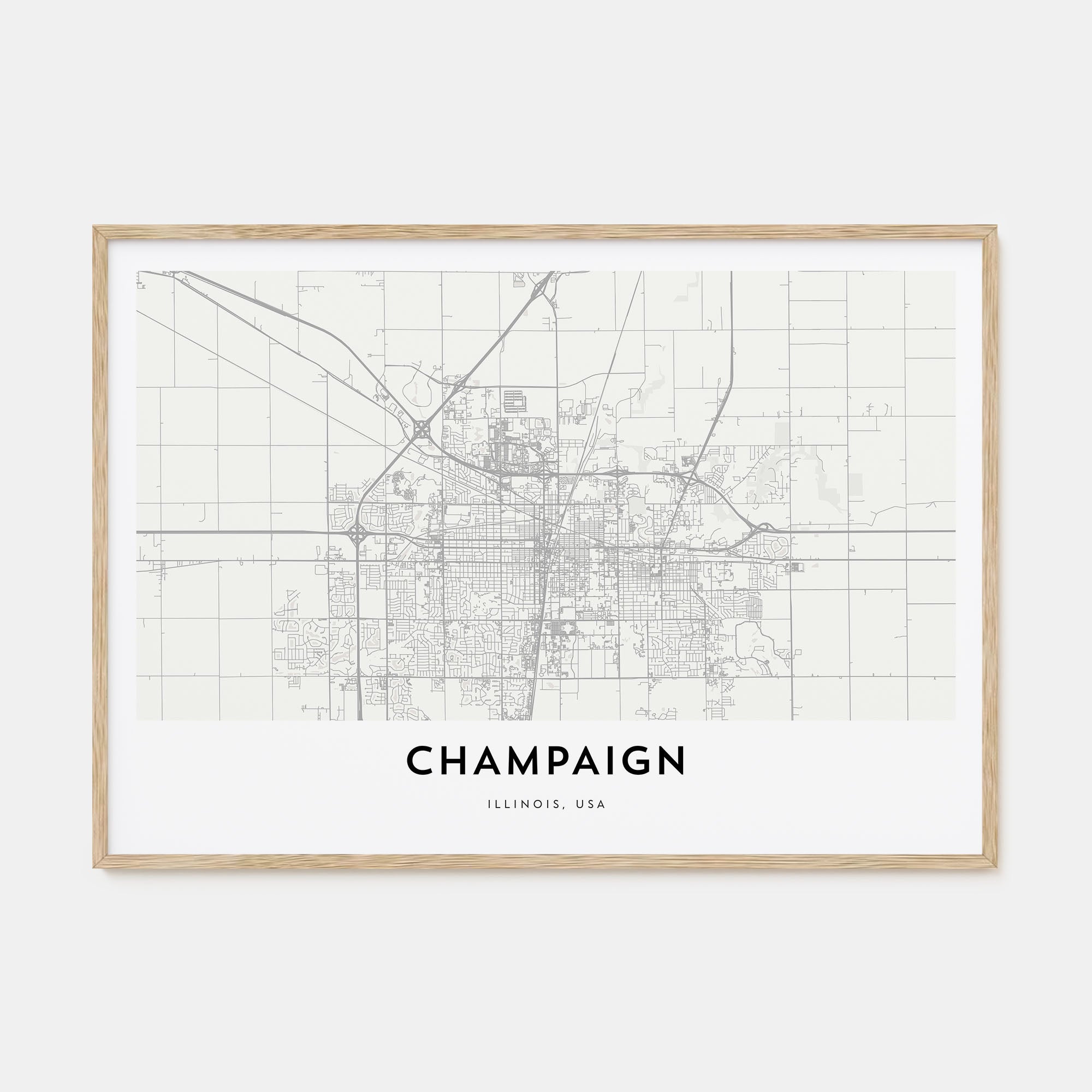 Champaign Map Landscape Poster