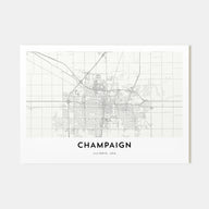Champaign Map Landscape Poster
