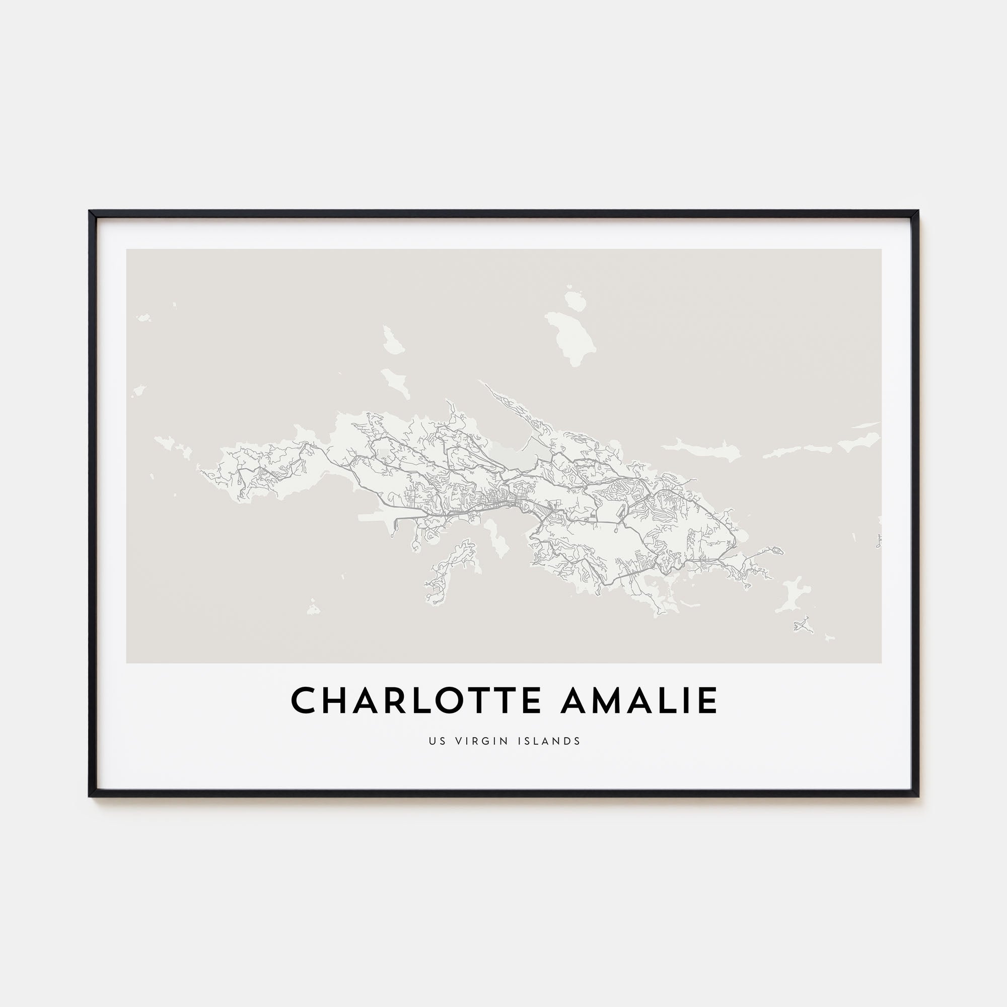 Charlotte Amalie Map Landscape Poster