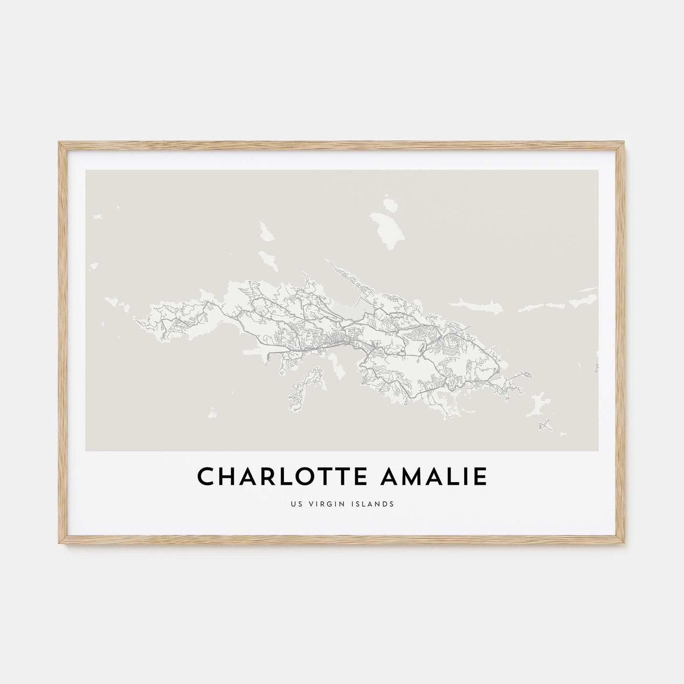 Charlotte Amalie Map Landscape Poster