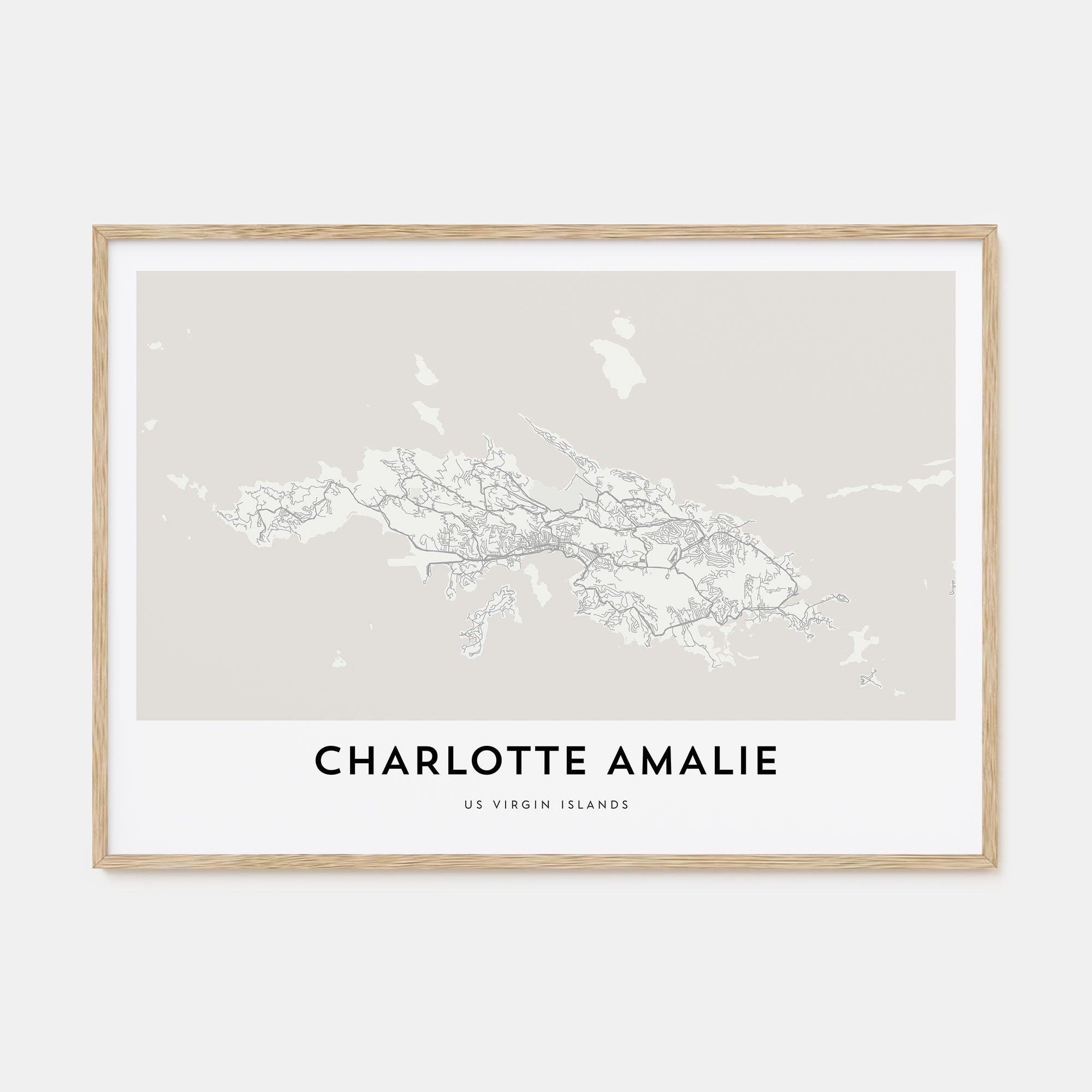 Charlotte Amalie Map Landscape Poster