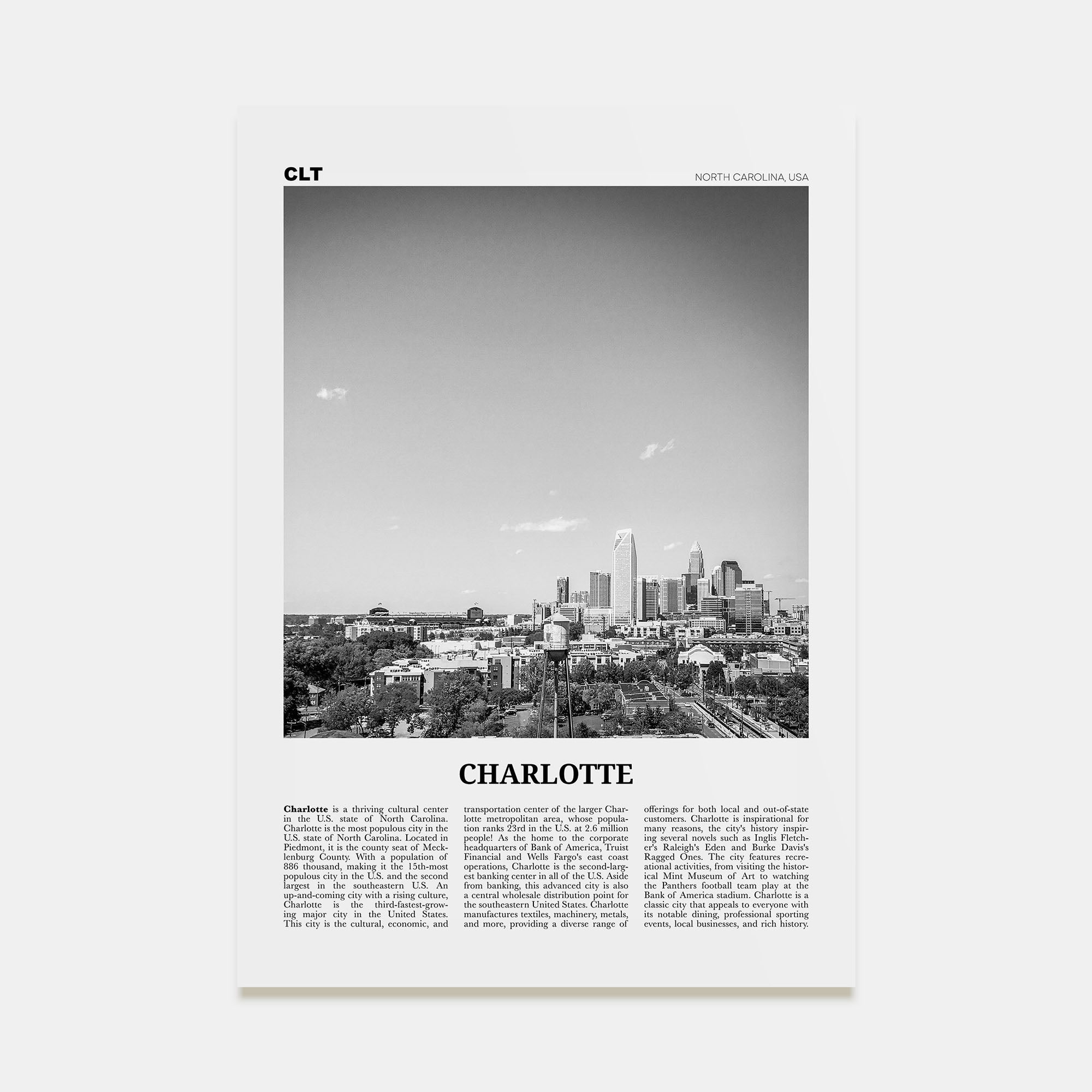 Charlotte Travel B&W No 2 Poster