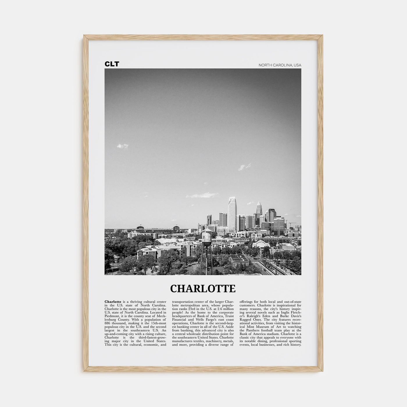 Charlotte Travel B&W No 2 Poster