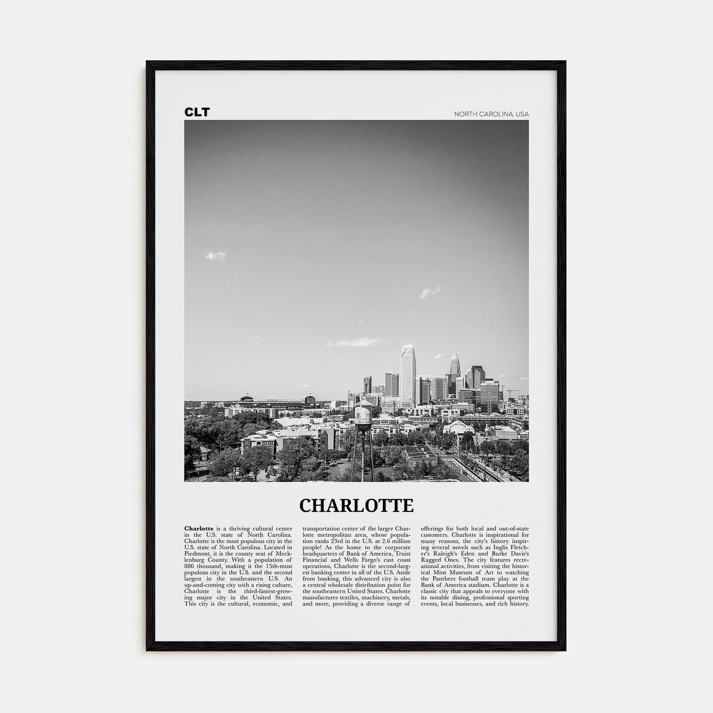 Charlotte Travel B&W No 2 Poster