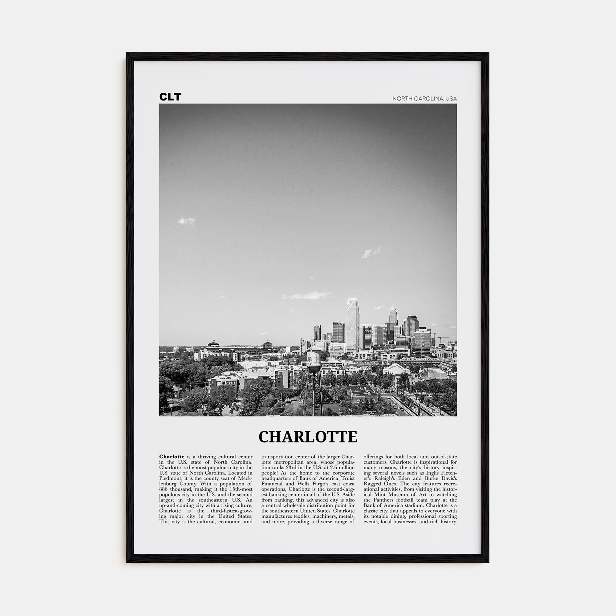 Charlotte Travel B&W No 2 Poster