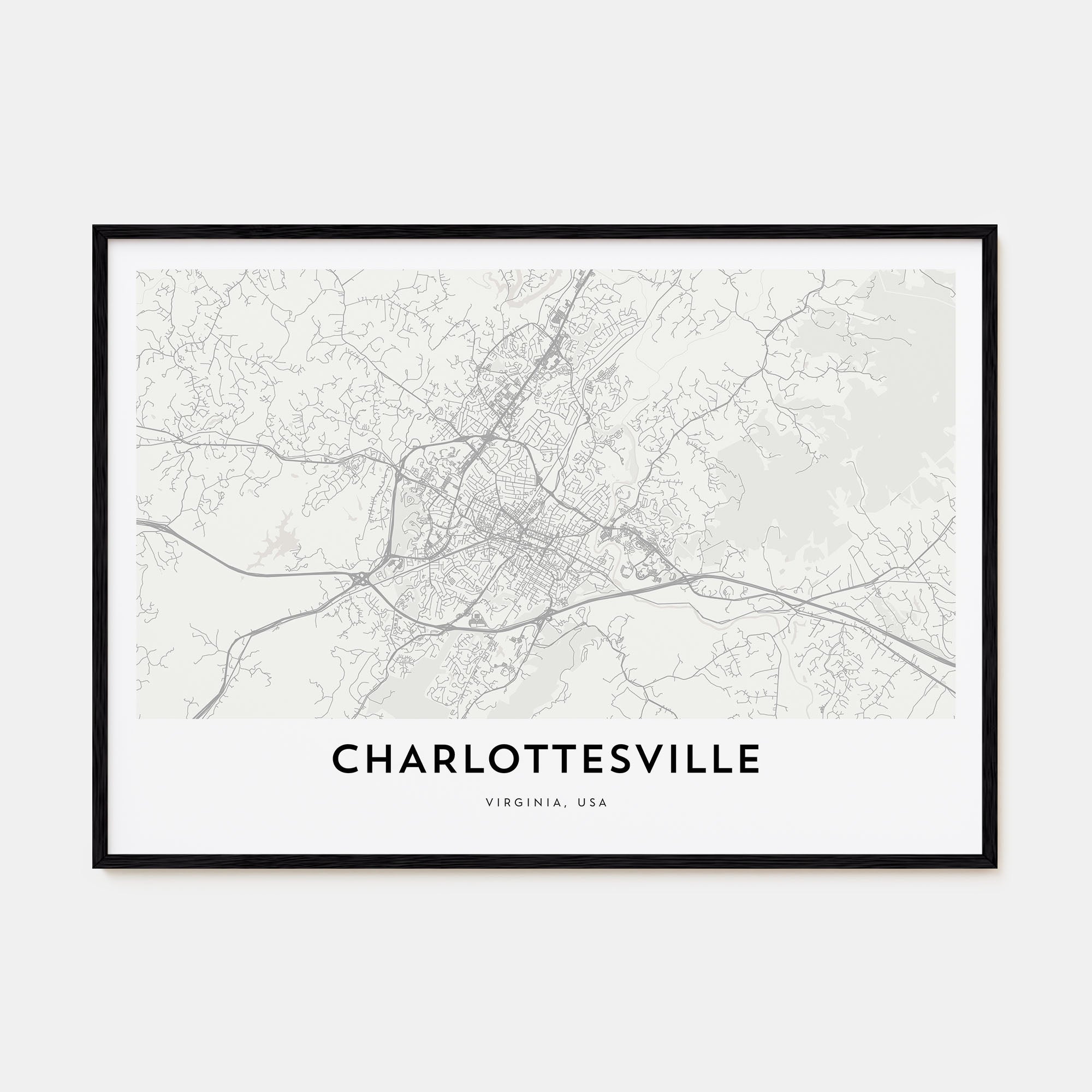 Charlottesville Map Landscape Poster