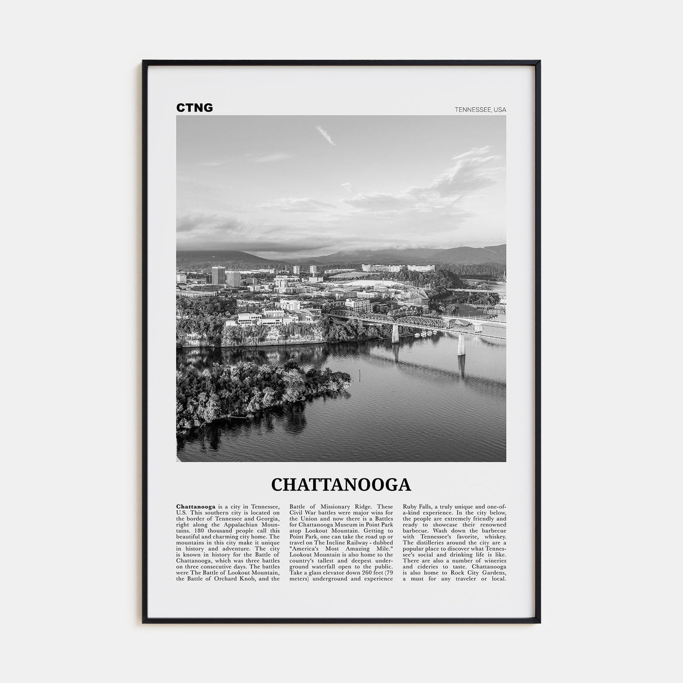 Chattanooga Travel B&W No 1 Poster