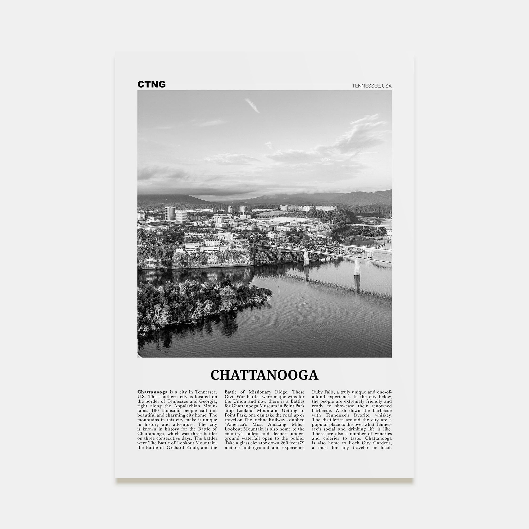 Chattanooga Travel B&W No 1 Poster