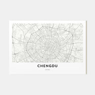 Chengdu Map Landscape Poster