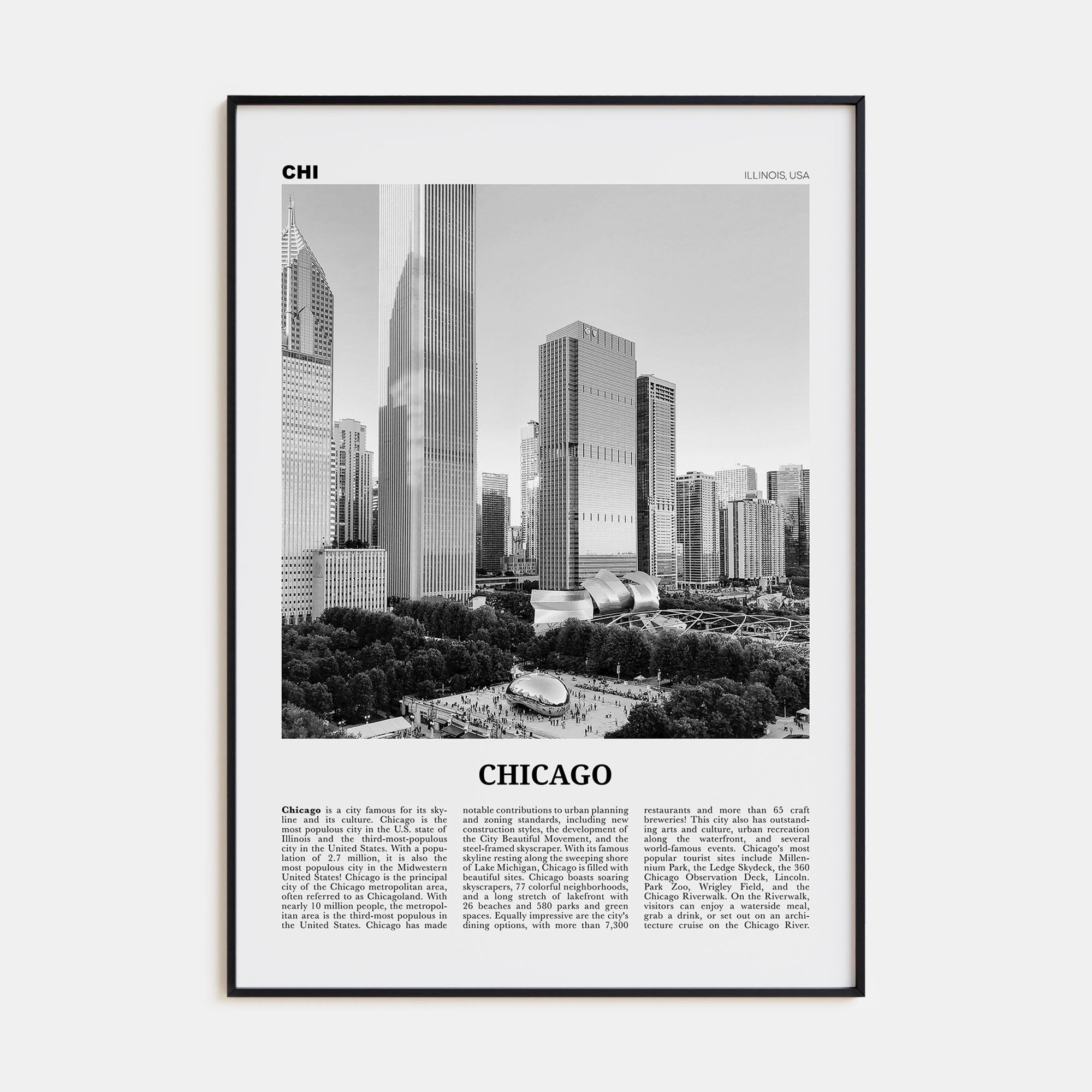 Chicago Travel B&W No 4 Poster