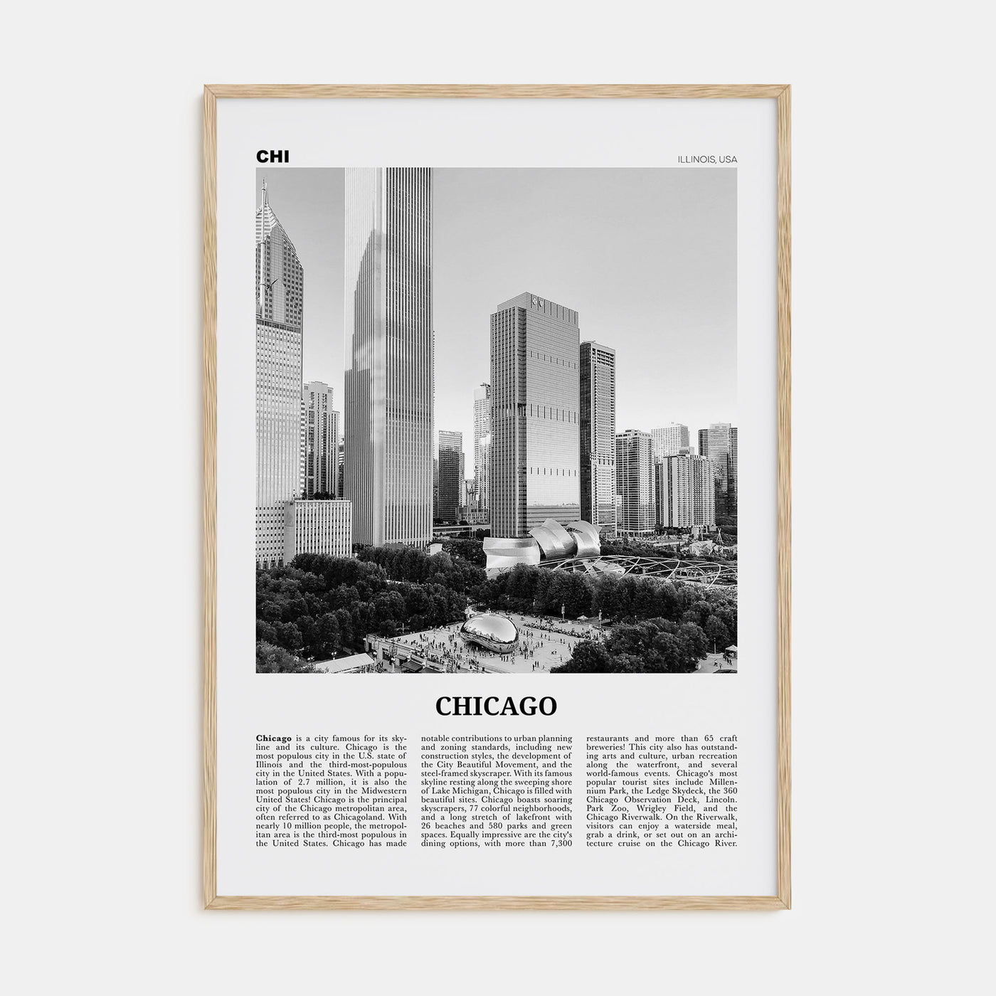 Chicago Travel B&W No 4 Poster