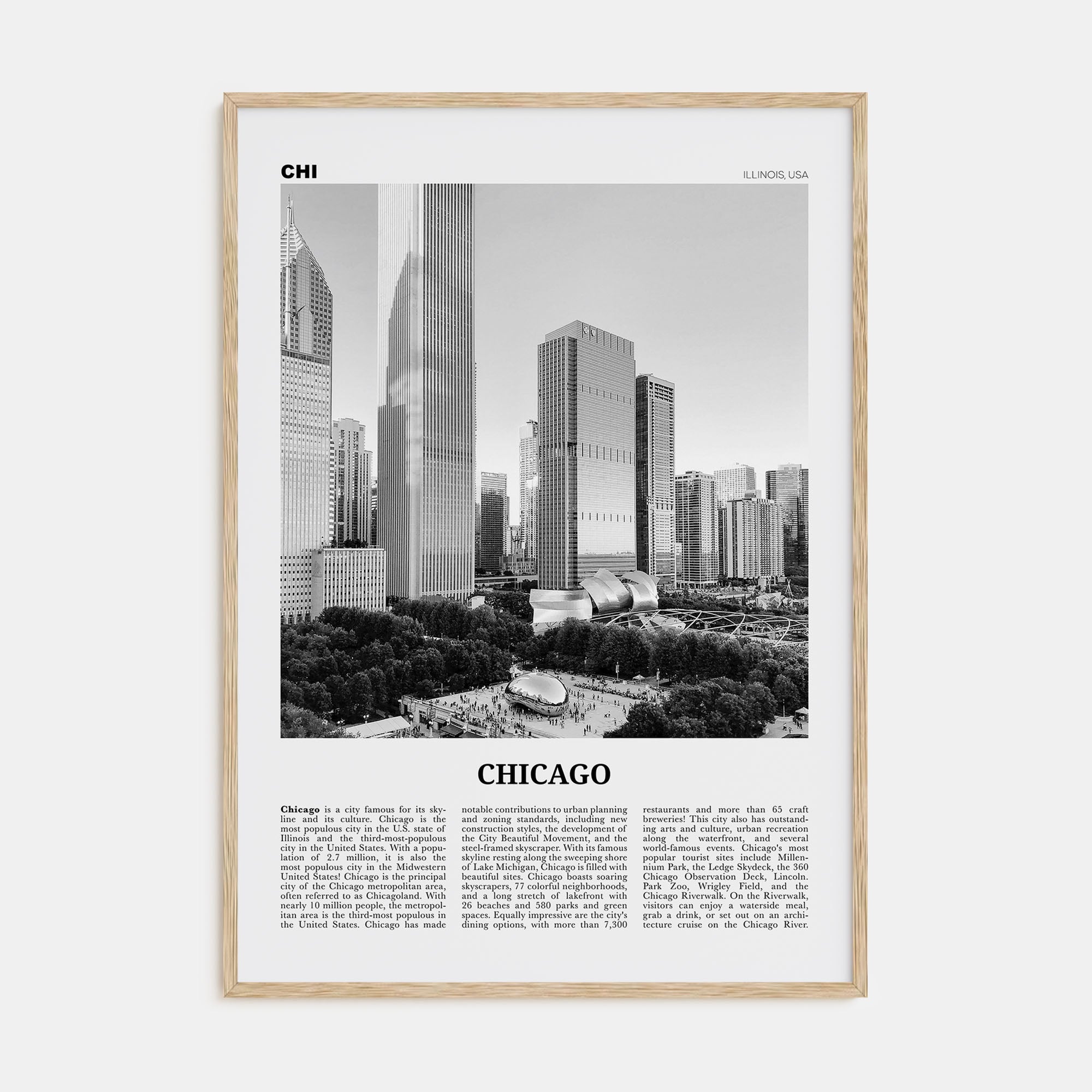 Chicago Travel B&W No 4 Poster