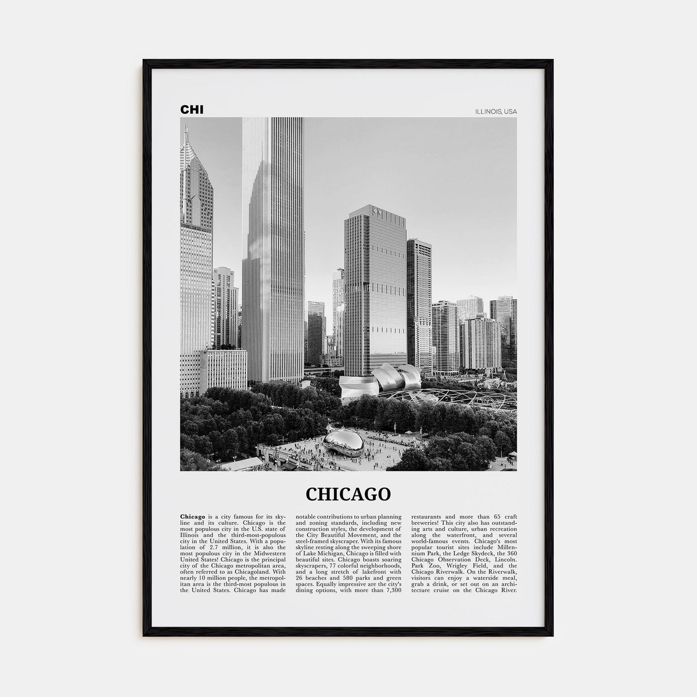 Chicago Travel B&W No 4 Poster