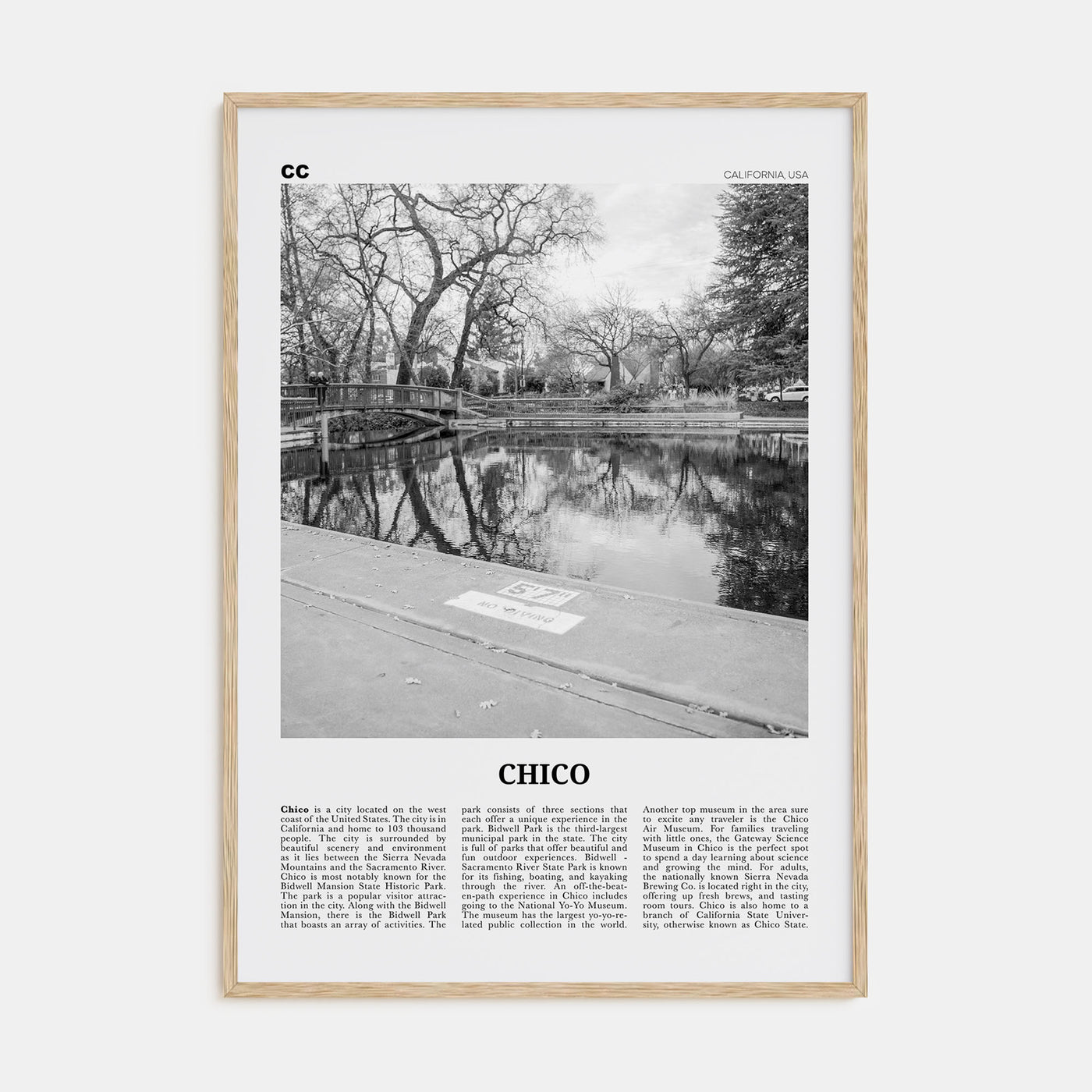 Chico Travel B&W Poster