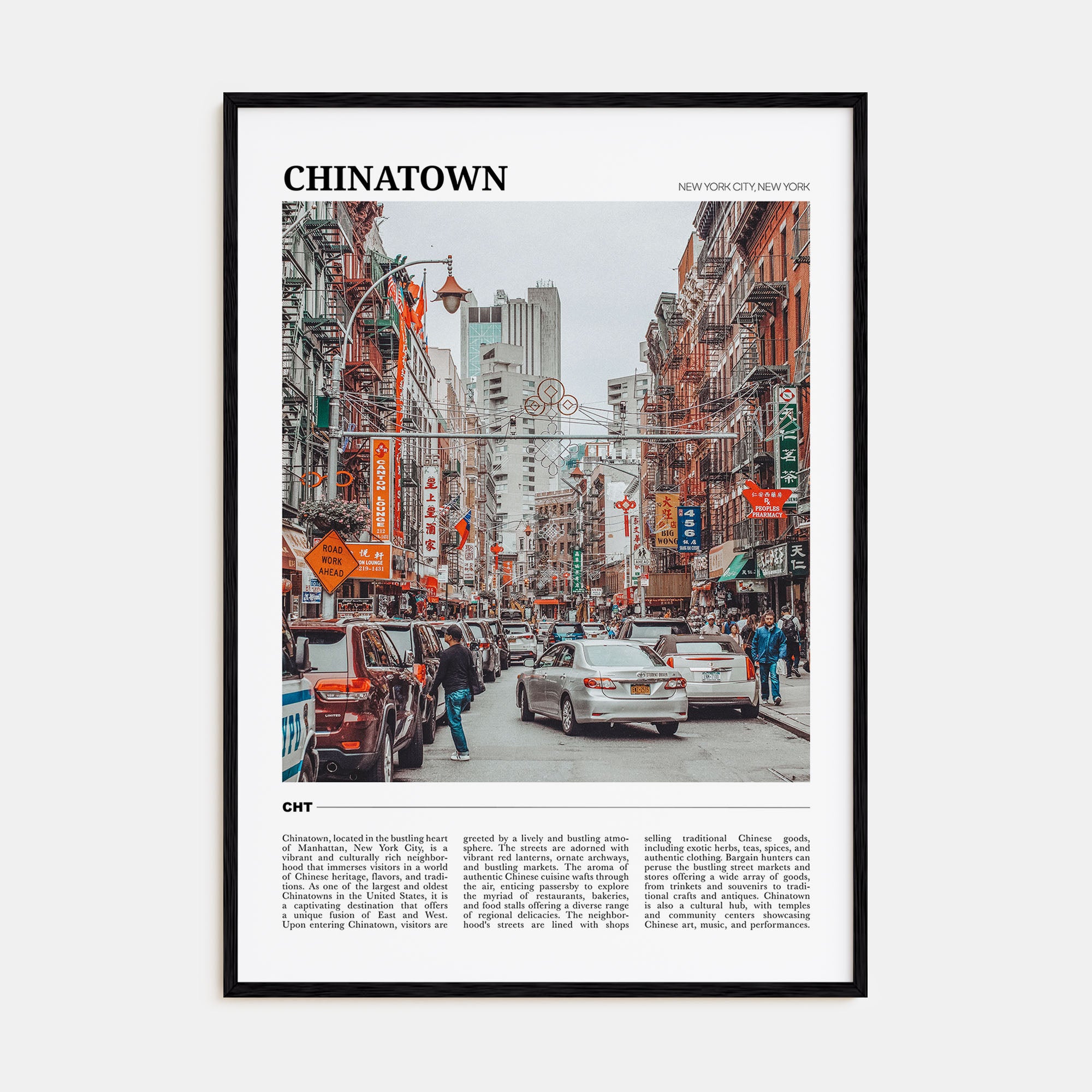 Chinatown, New York City Travel Color Poster