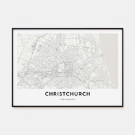 Christchurch Map Landscape Poster
