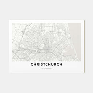 Christchurch Map Landscape Poster