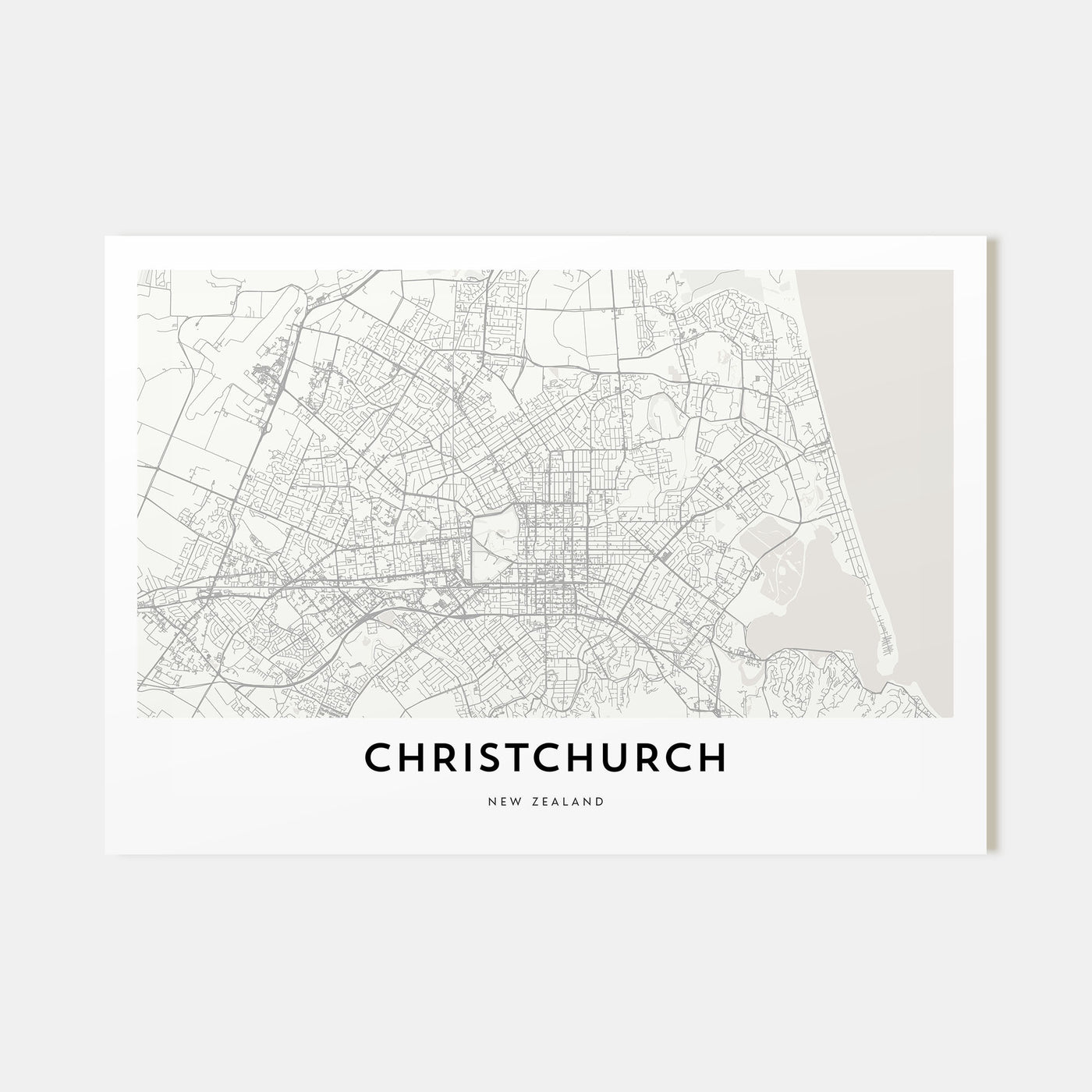 Christchurch Map Landscape Poster