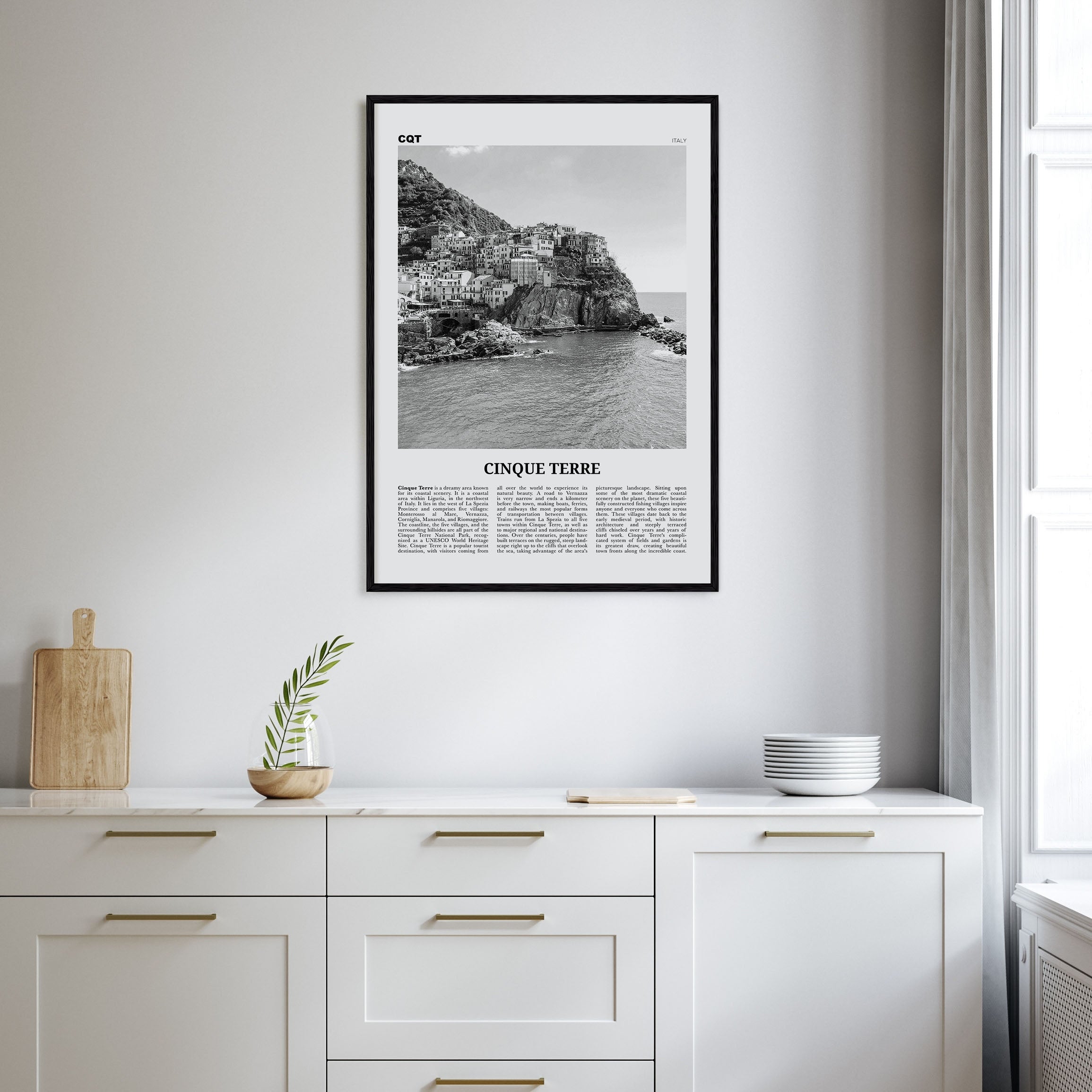 Cinque Terre Travel B&W No 1 Poster
