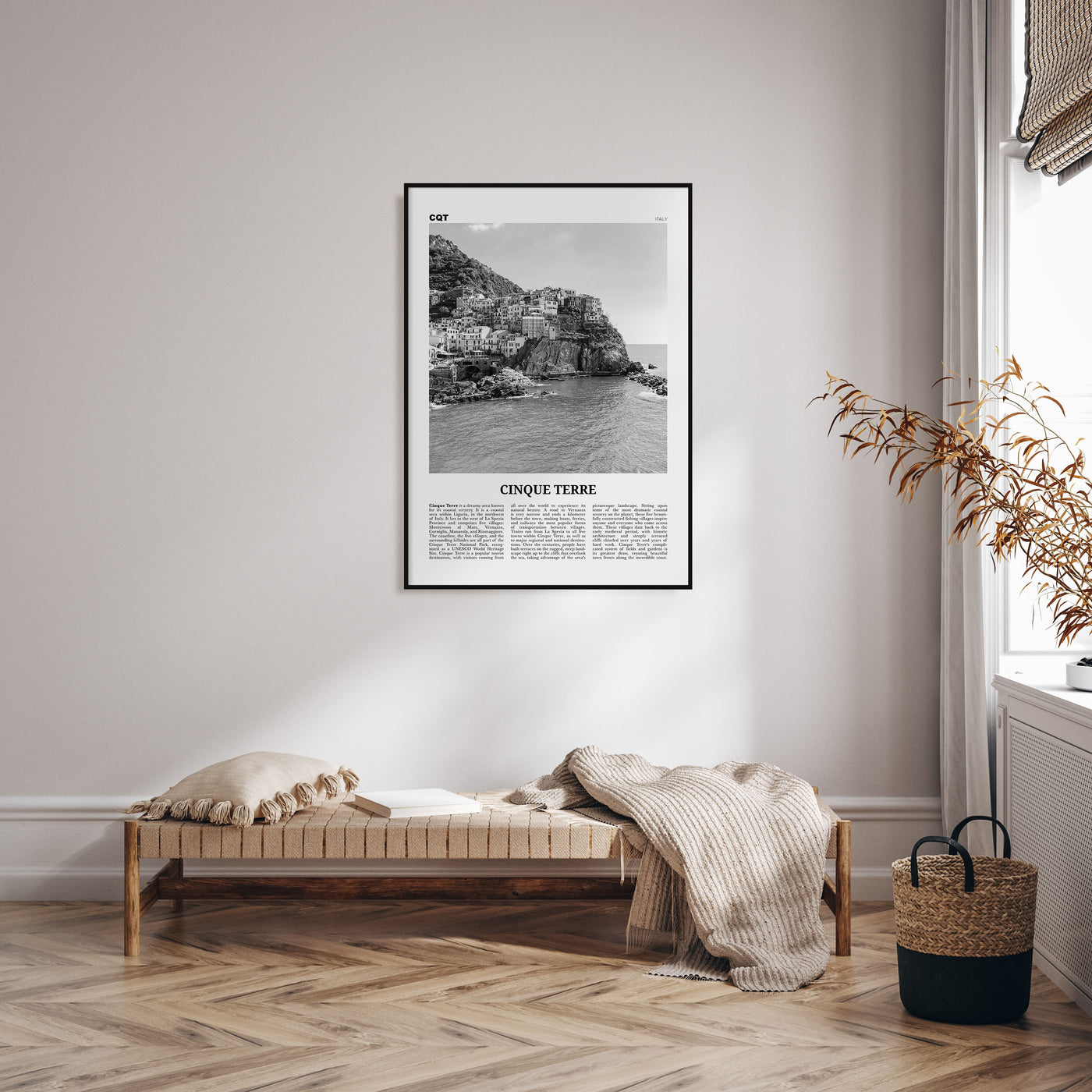 Cinque Terre Travel B&W No 1 Poster