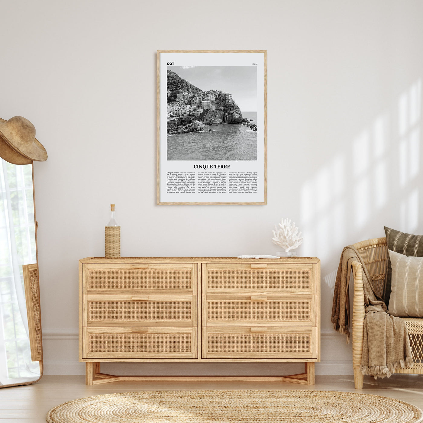Cinque Terre Travel B&W No 1 Poster