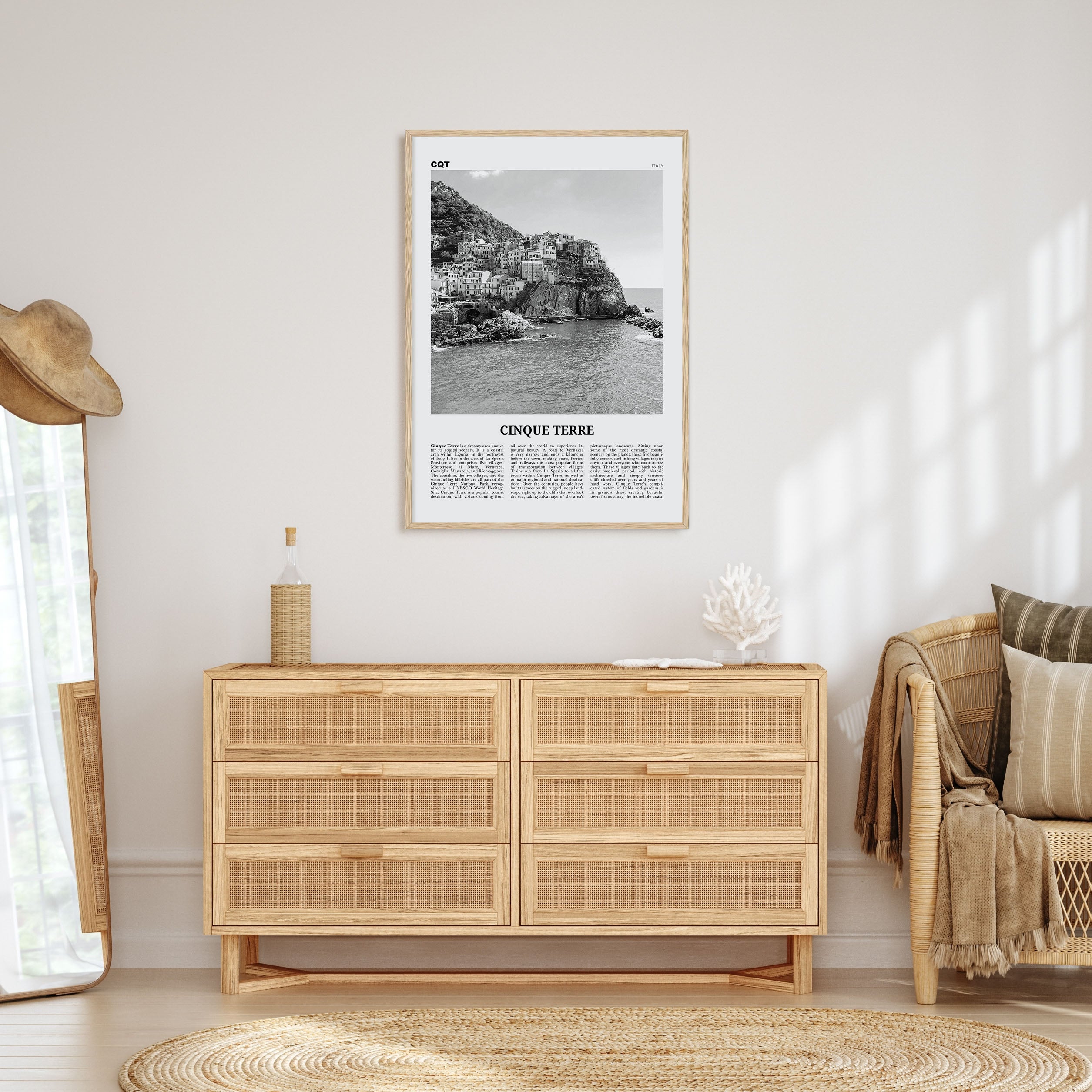 Cinque Terre Travel B&W No 1 Poster