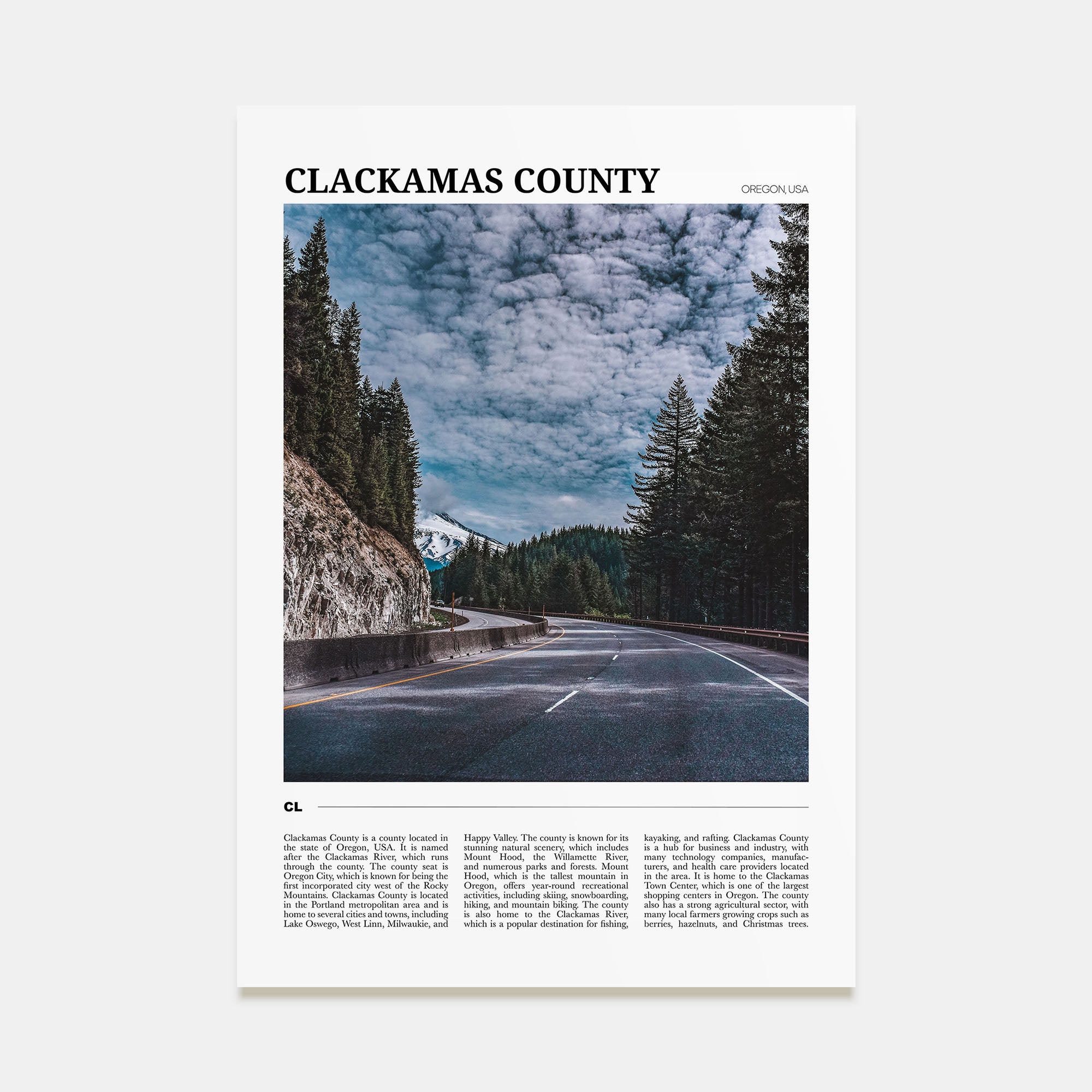 Clackamas County Travel Color Poster