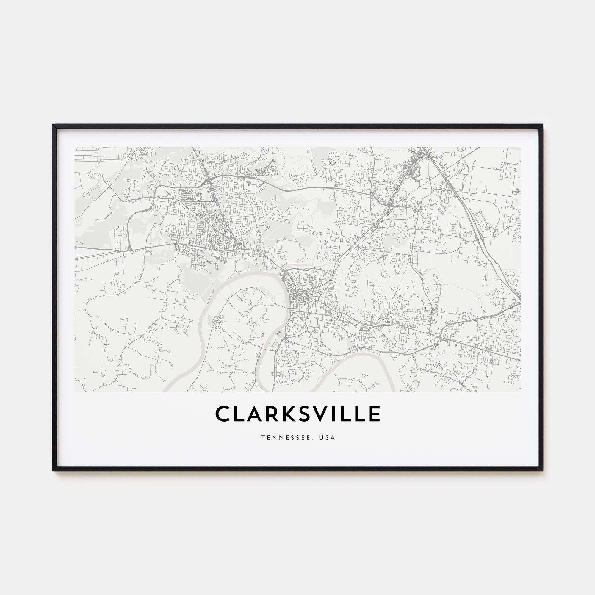Clarksville Map Landscape Poster