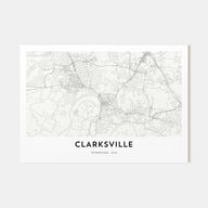 Clarksville Map Landscape Poster