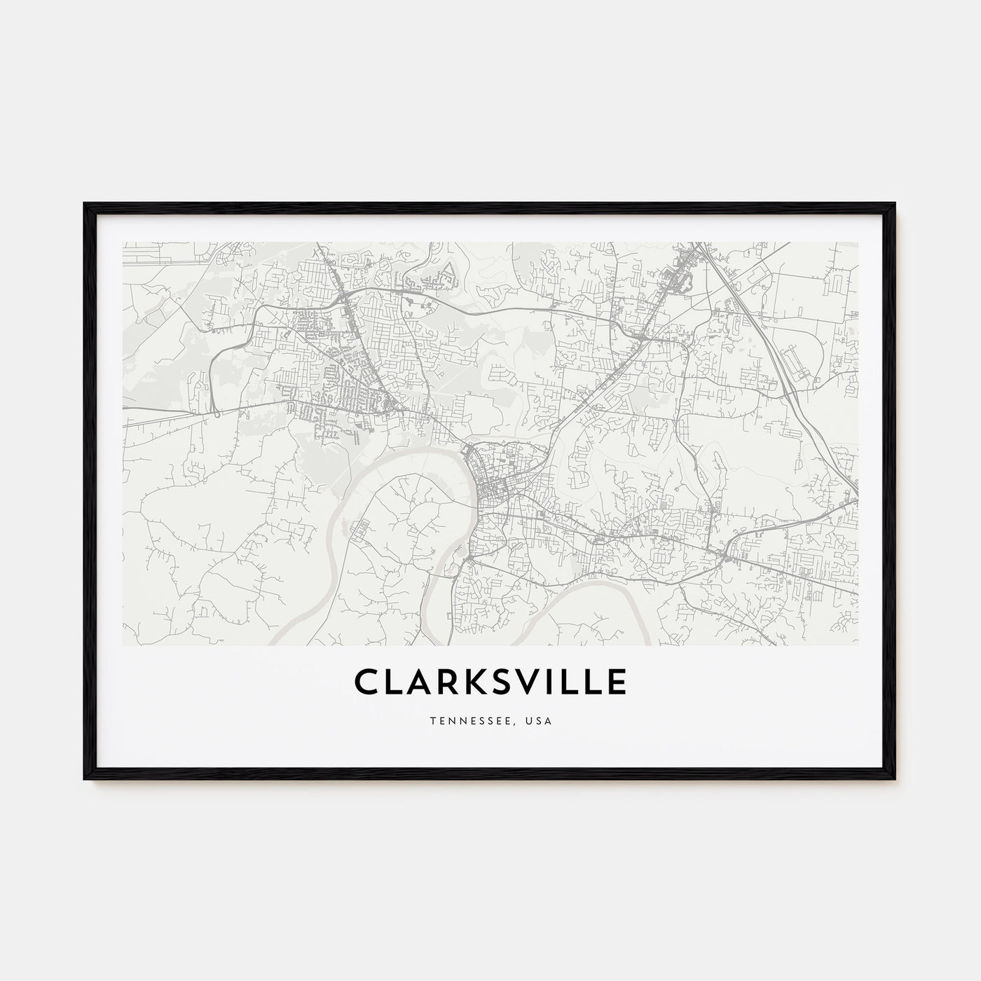 Clarksville Map Landscape Poster