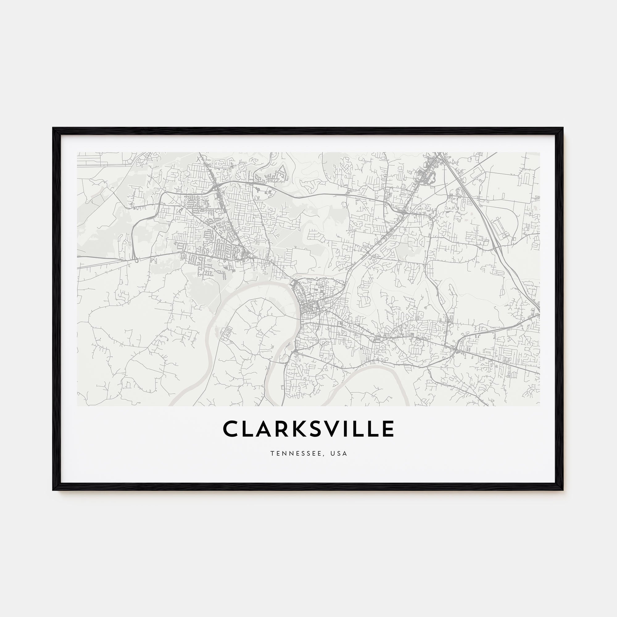 Clarksville Map Landscape Poster