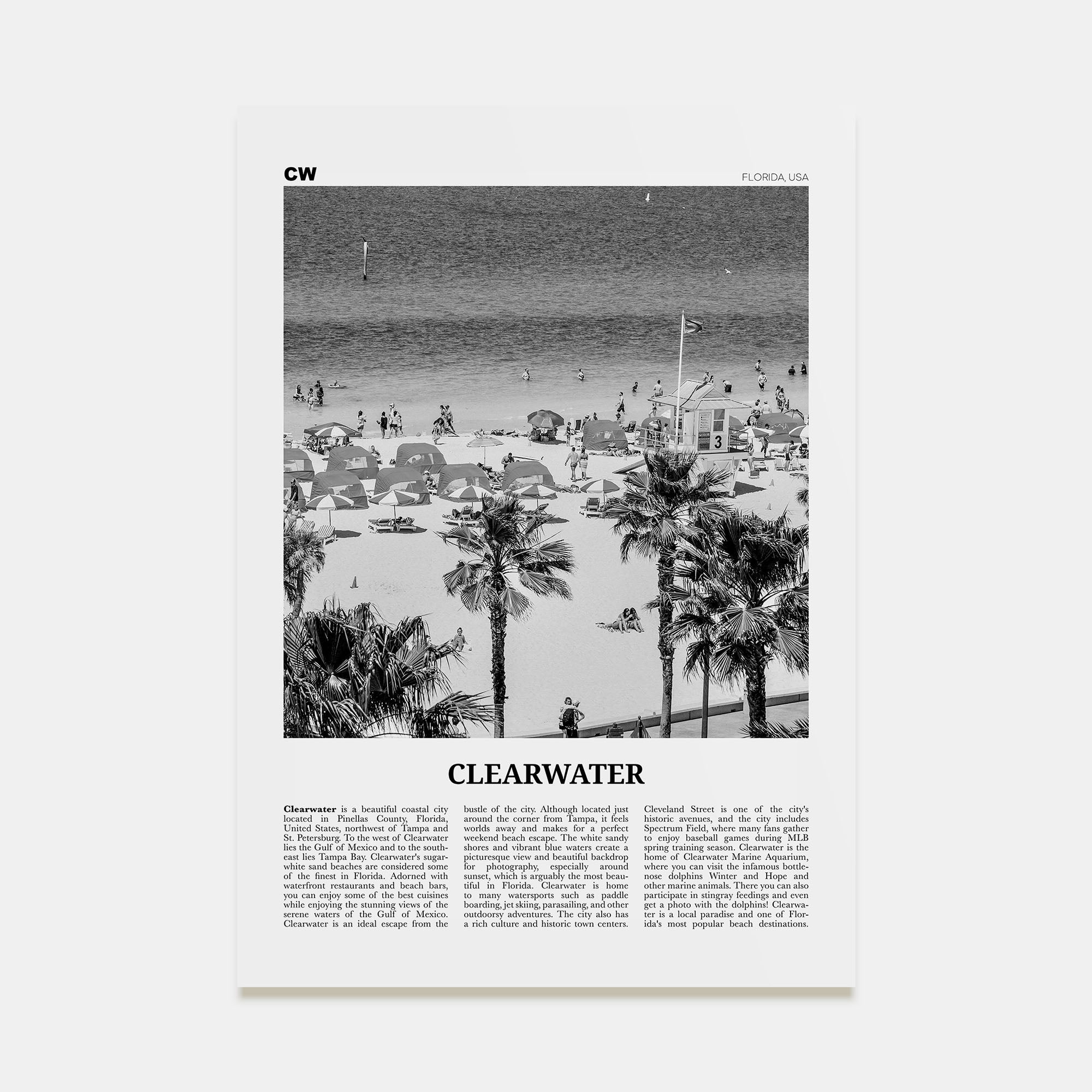 Clearwater Travel B&W Poster