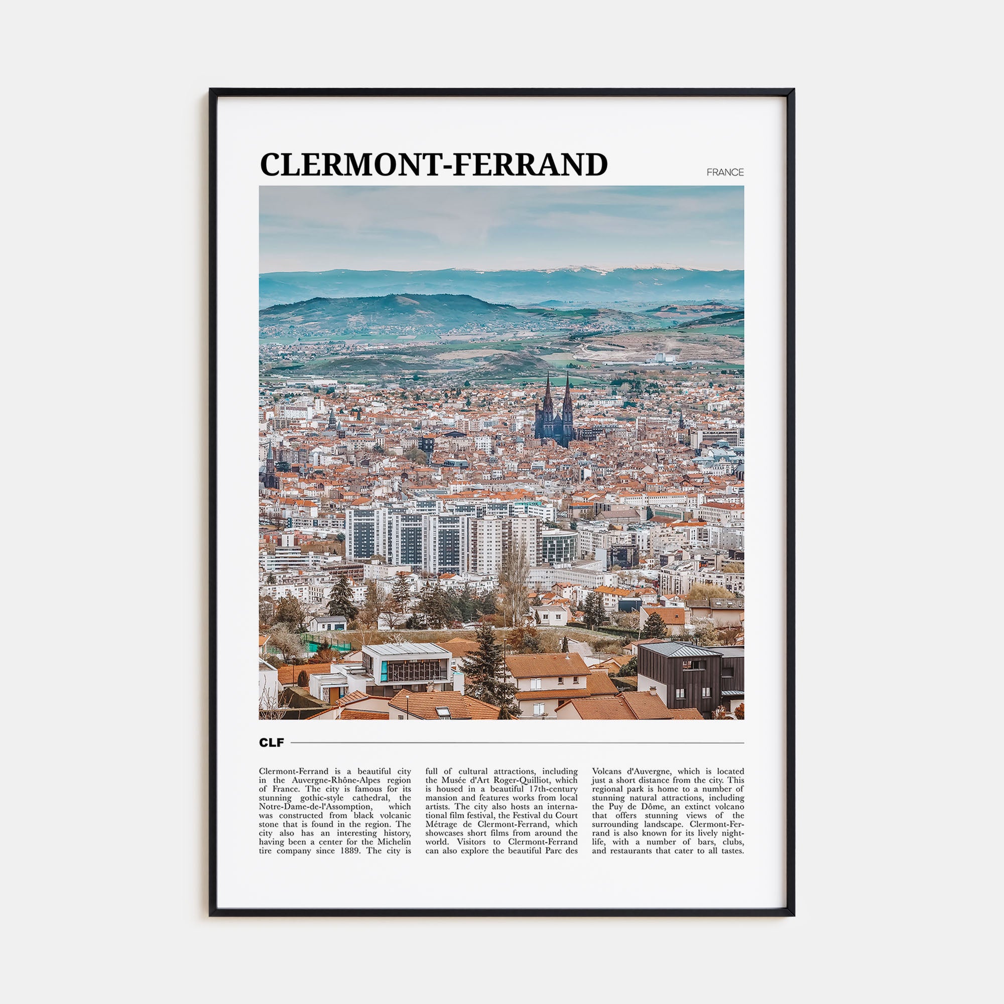 Clermont-Ferrand Travel Color Poster