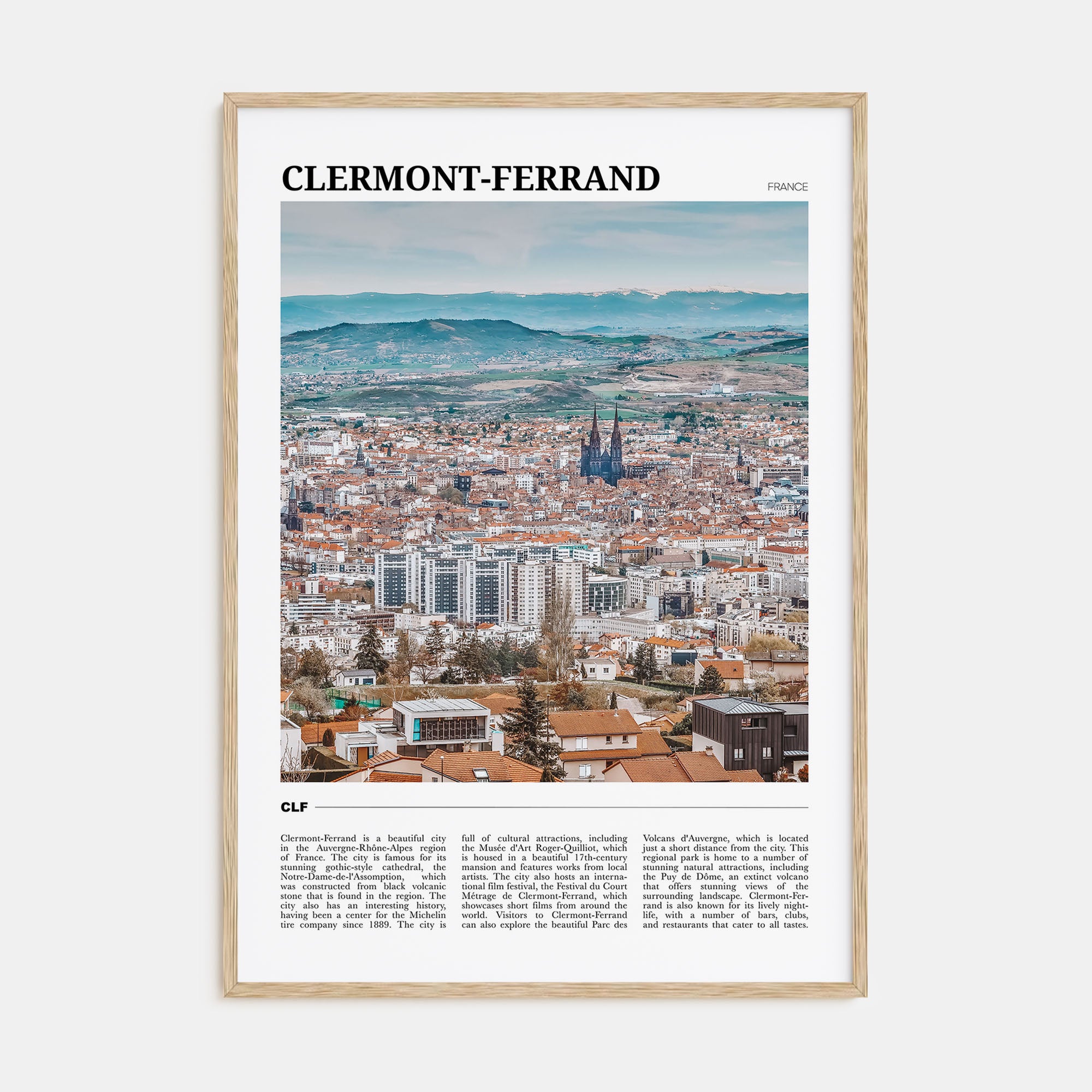 Clermont-Ferrand Travel Color Poster