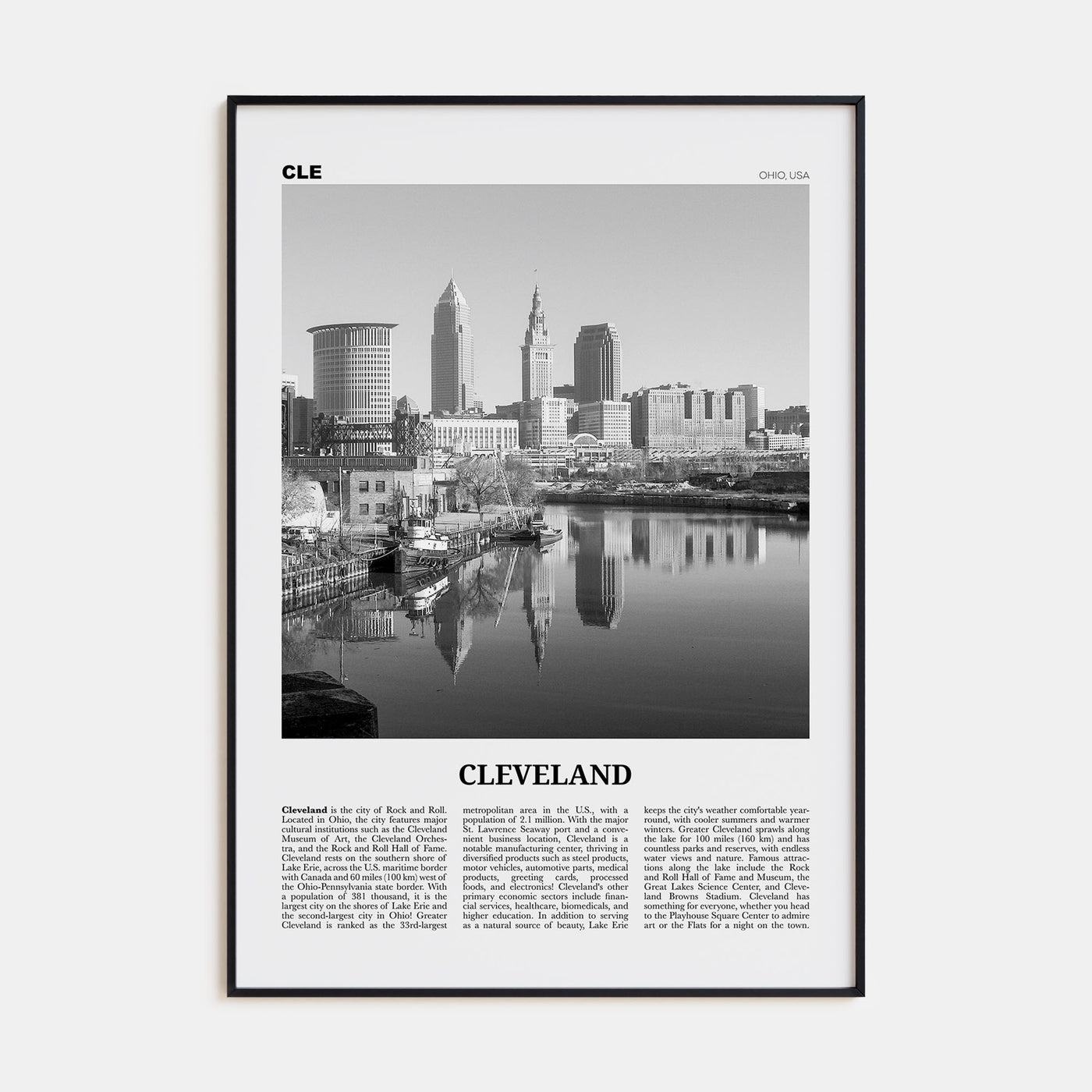 Cleveland Travel B&W No 1 Poster