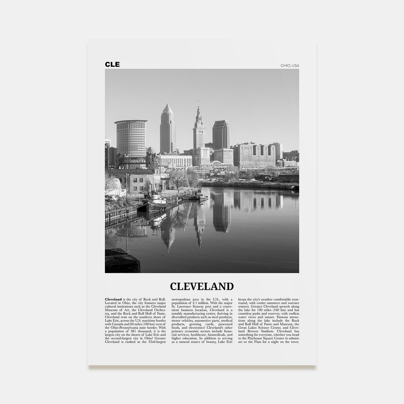 Cleveland Travel B&W No 1 Poster