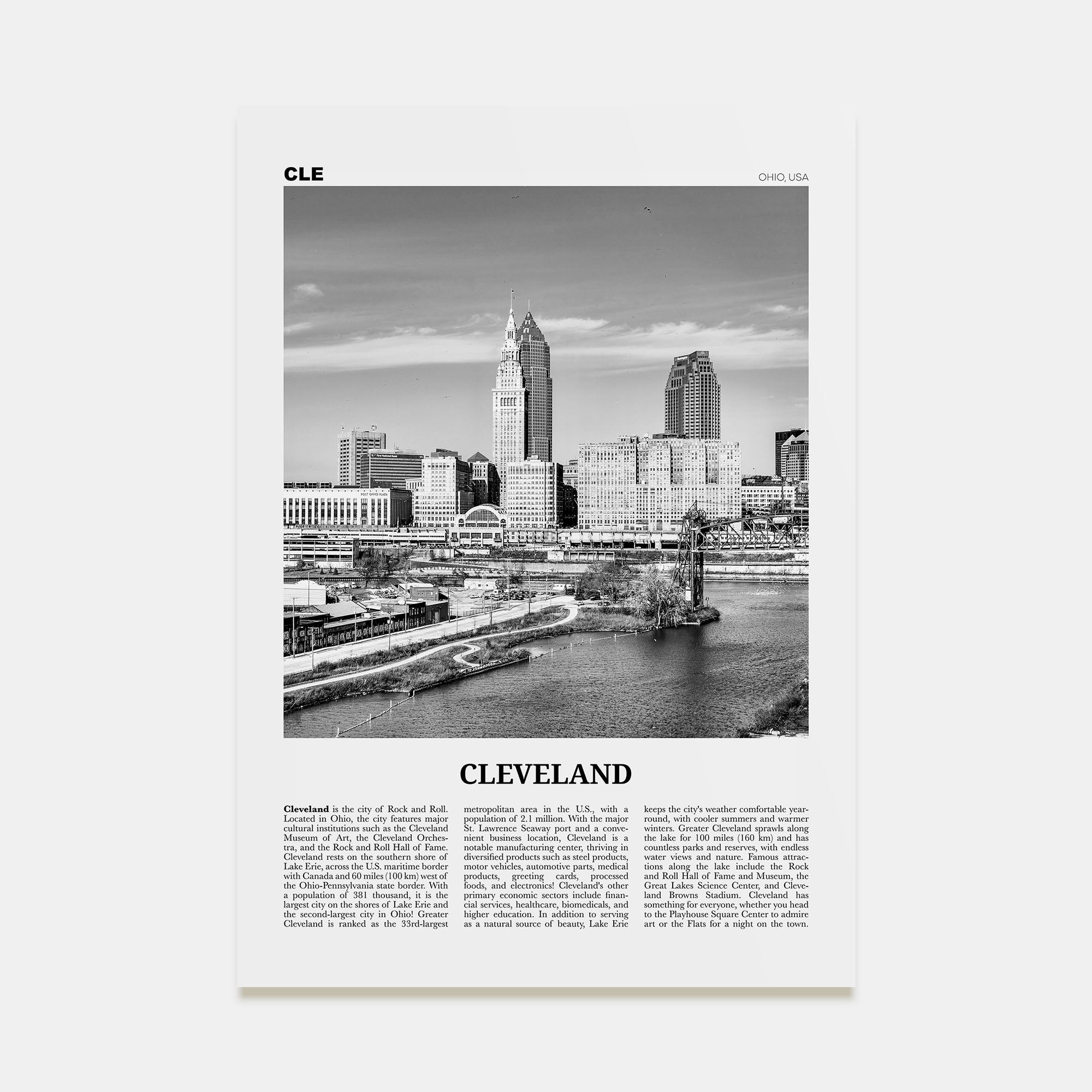 Cleveland Travel B&W No 2 Poster