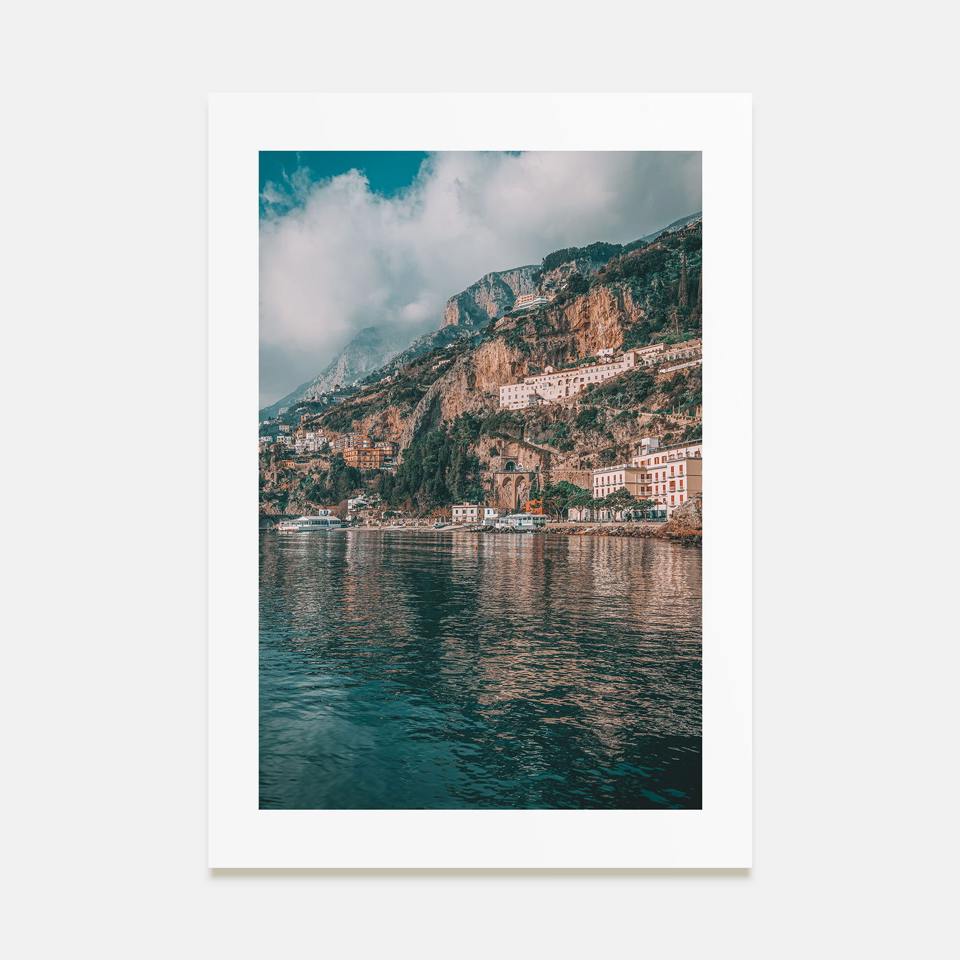 Cloudy Lake and Houses Photo Color Poster