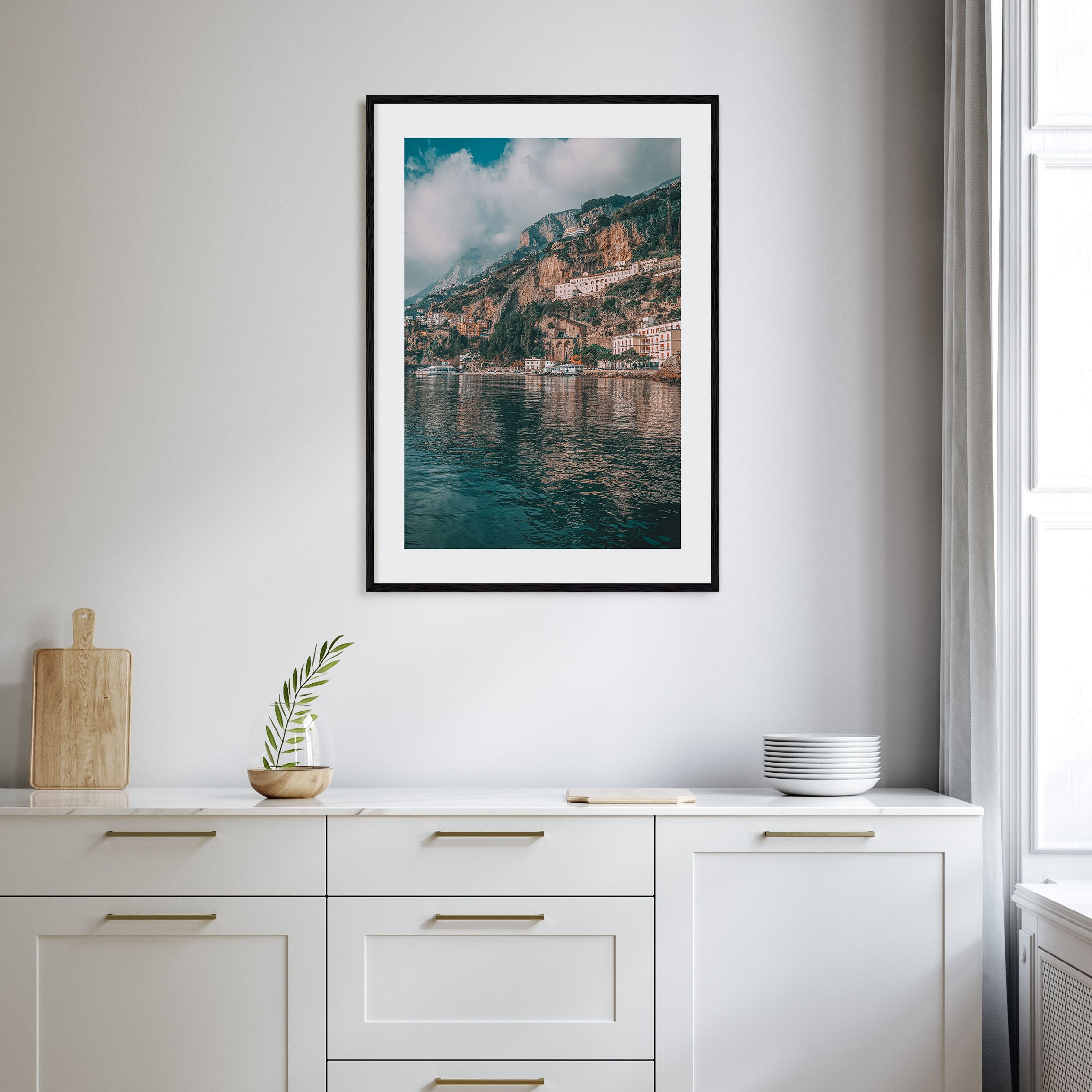 Cloudy Lake and Houses Photo Color Poster