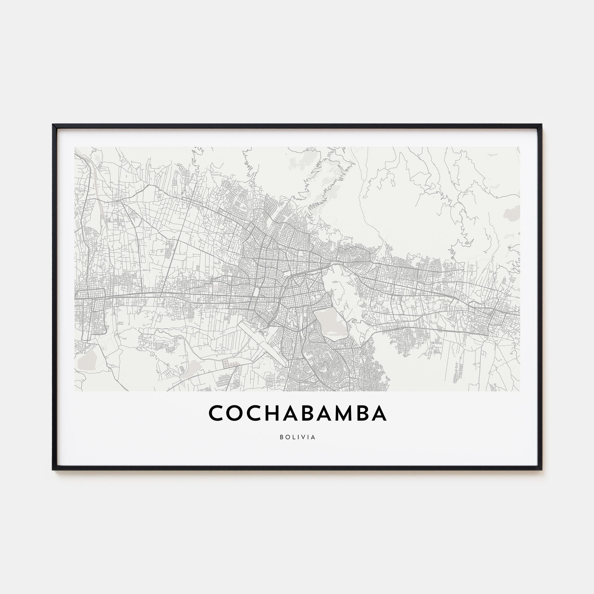 Cochabamba Map Landscape Poster